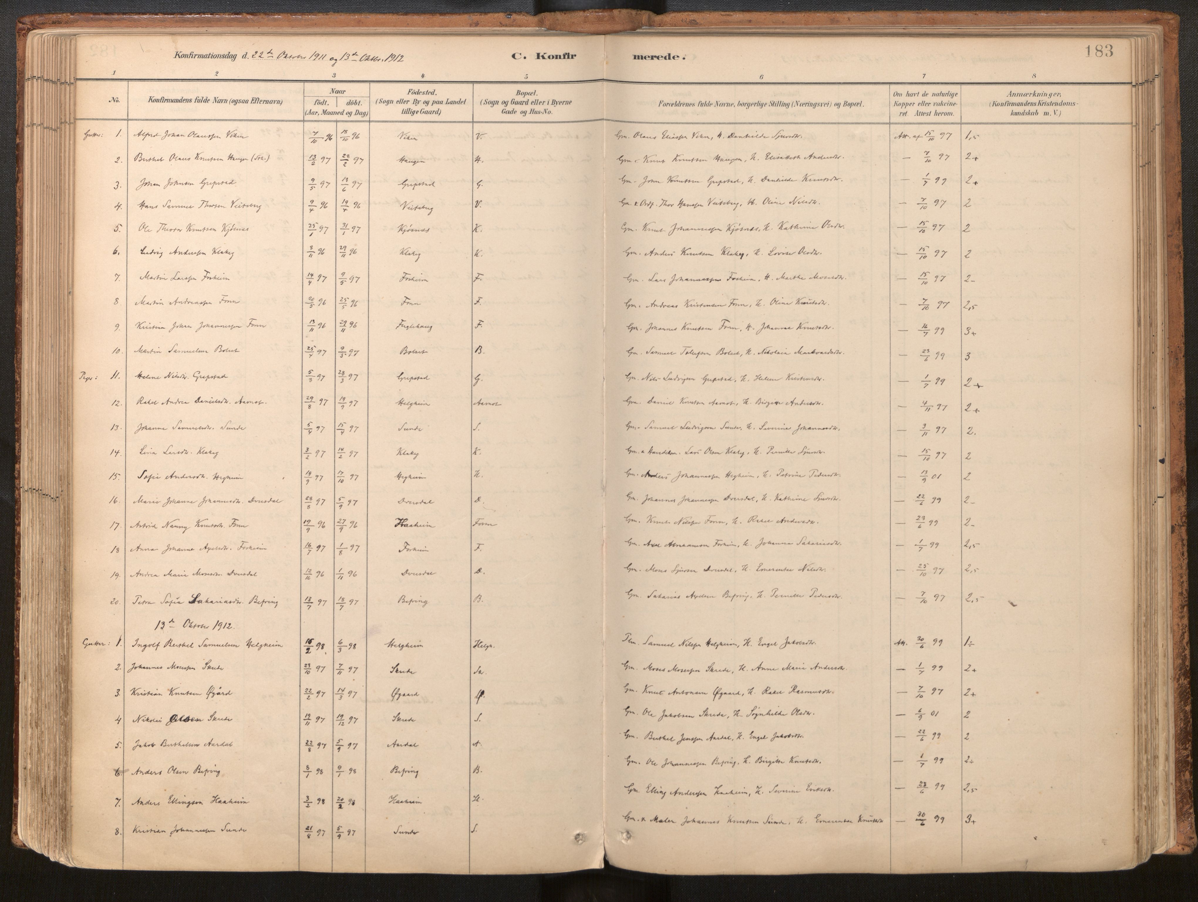 Jølster sokneprestembete, SAB/A-80701/H/Haa/Haac/L0001: Ministerialbok nr. C 1, 1882-1928, s. 183