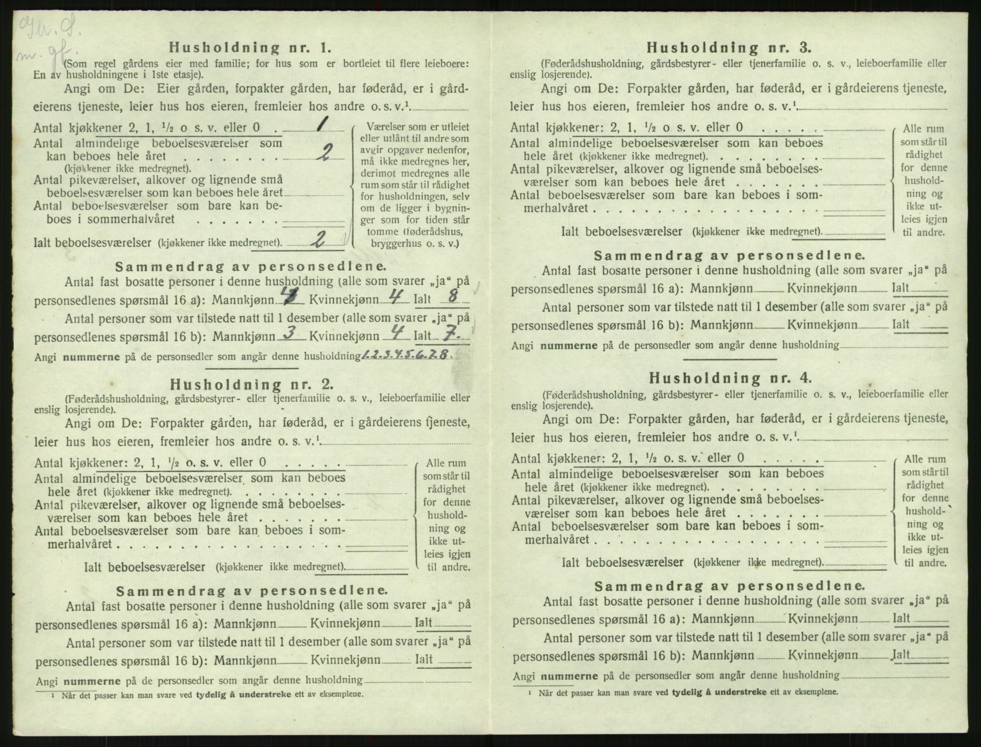 SAK, Folketelling 1920 for 0940 Valle herred, 1920, s. 230