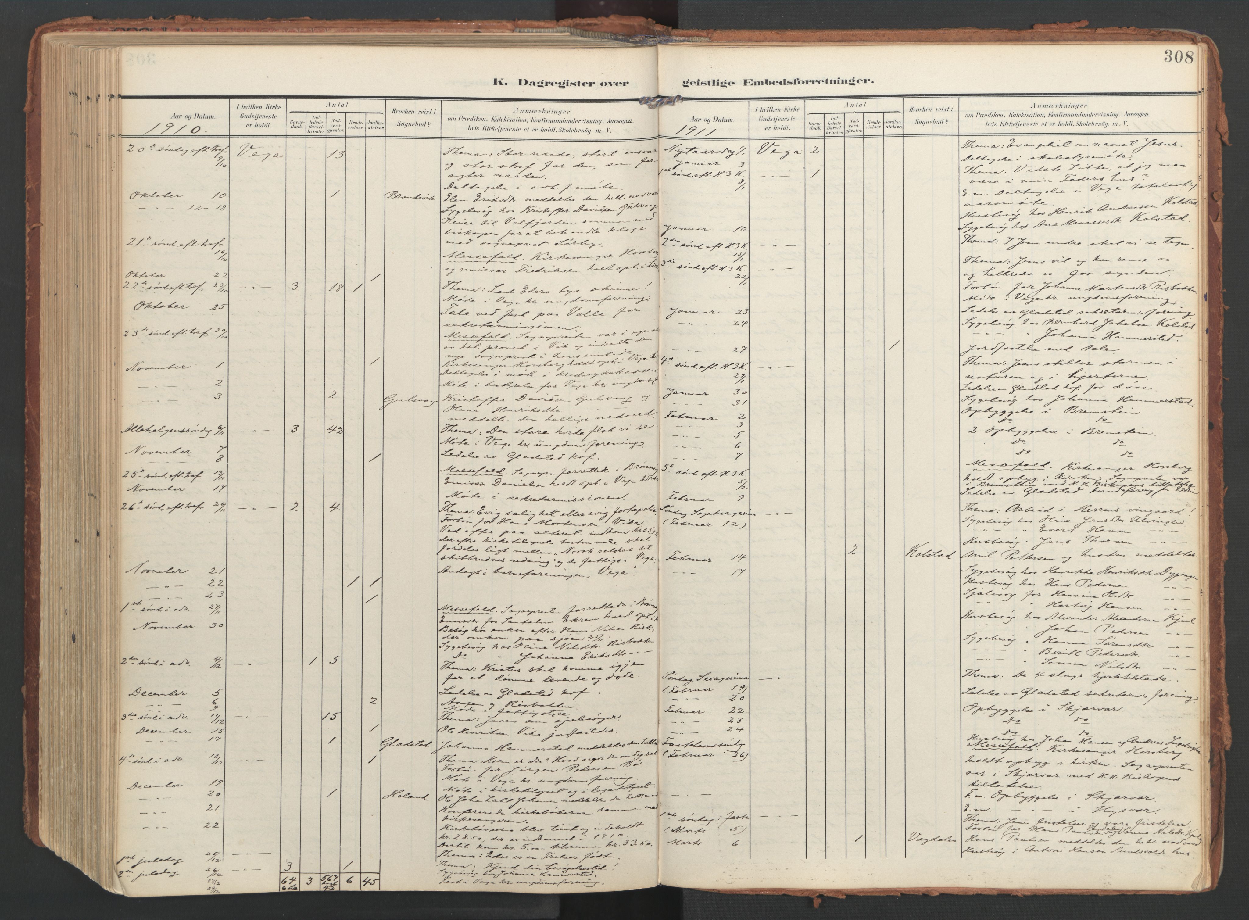 Ministerialprotokoller, klokkerbøker og fødselsregistre - Nordland, AV/SAT-A-1459/816/L0250: Ministerialbok nr. 816A16, 1903-1923, s. 308