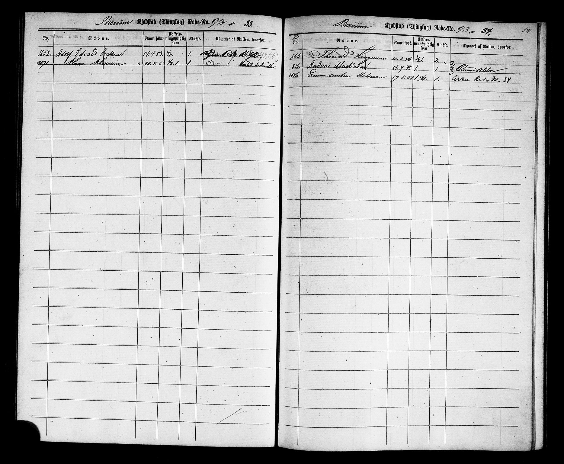 Oslo mønstringskontor, SAO/A-10569g/F/Fc/Fcc/L0001: Utskrivningsregisterrulle, 1860, s. 144