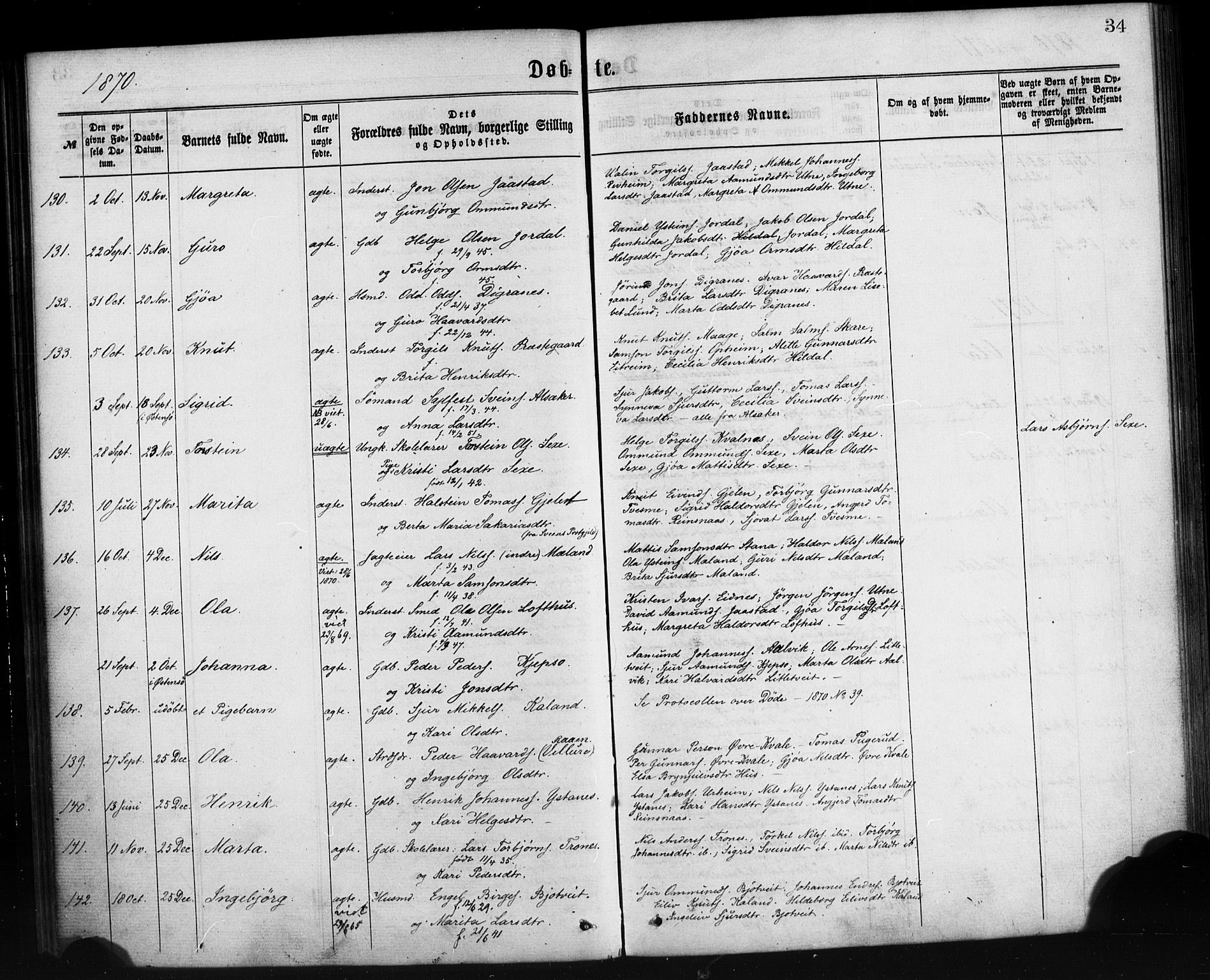 Ullensvang sokneprestembete, AV/SAB-A-78701/H/Haa: Ministerialbok nr. A 12, 1867-1881, s. 34