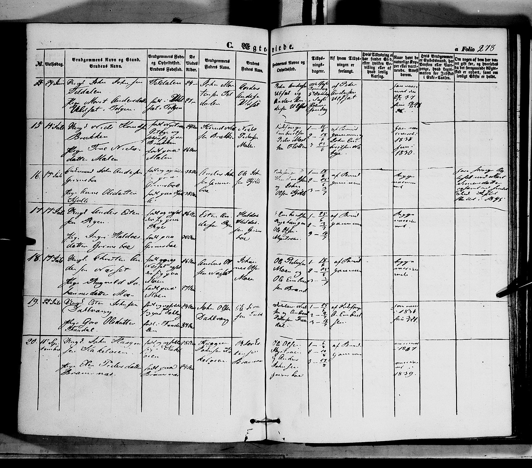 Tynset prestekontor, AV/SAH-PREST-058/H/Ha/Haa/L0020: Ministerialbok nr. 20, 1848-1862, s. 278