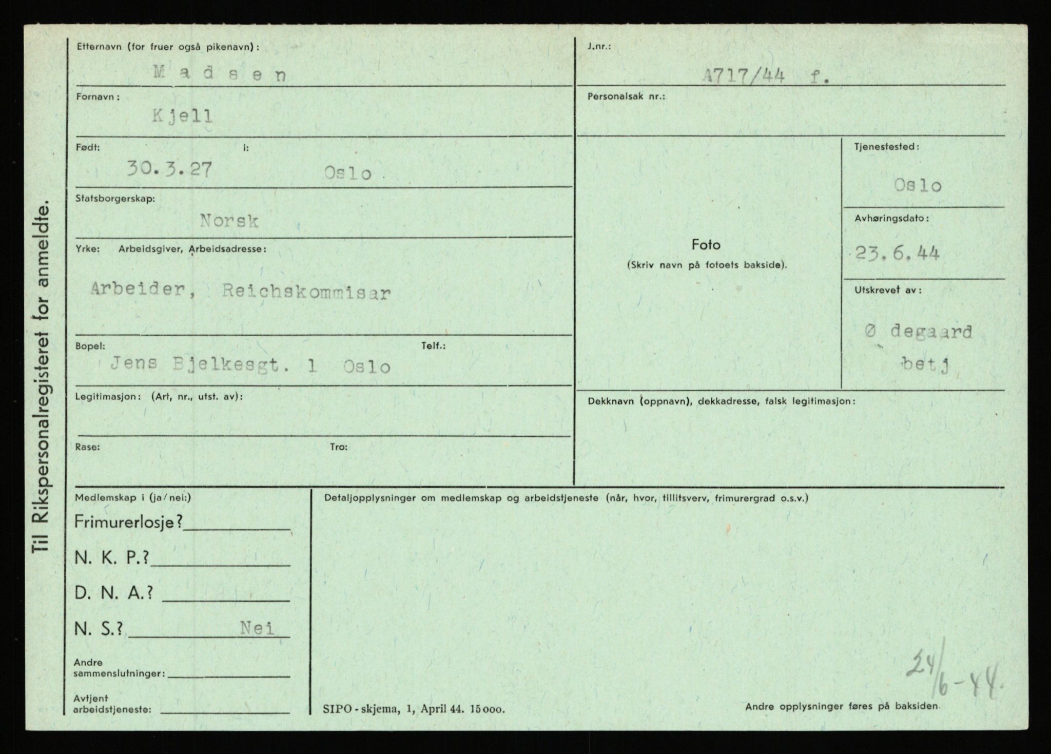 Statspolitiet - Hovedkontoret / Osloavdelingen, AV/RA-S-1329/C/Ca/L0010: Lind - Moksnes, 1943-1945, s. 2397