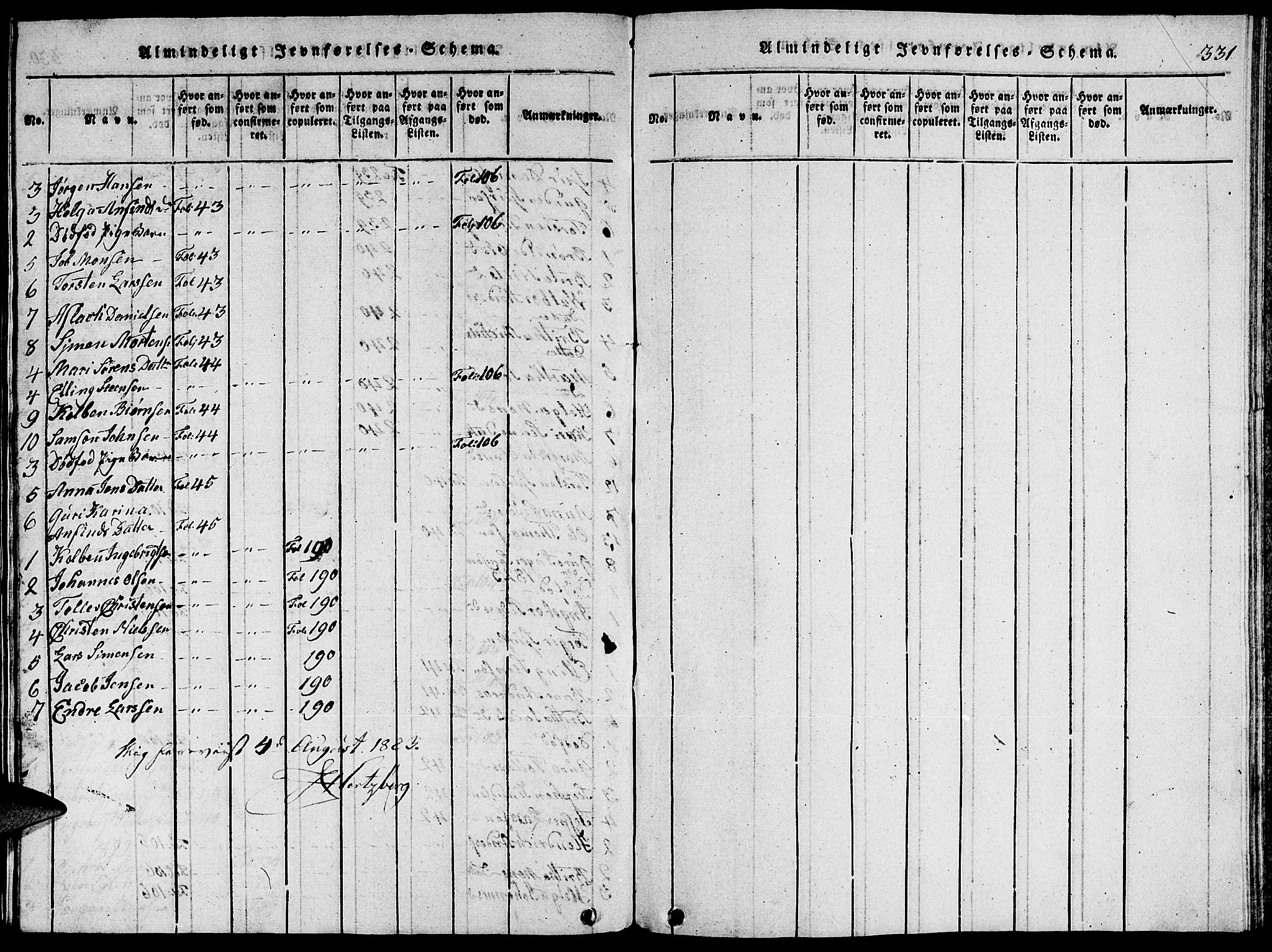 Fjelberg sokneprestembete, SAB/A-75201/H/Hab: Klokkerbok nr. A 1, 1816-1823, s. 331