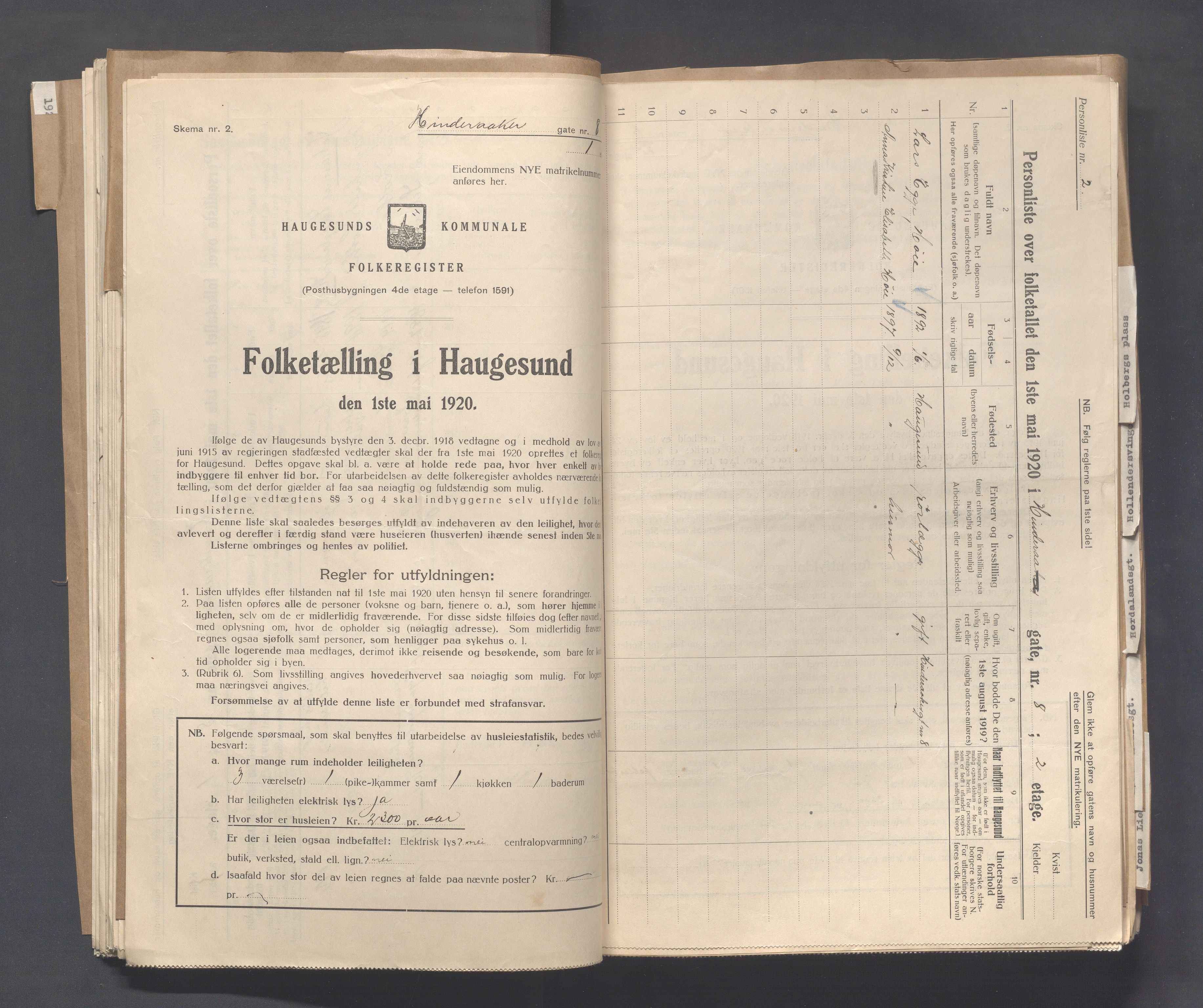 IKAR, Kommunal folketelling 1.5.1920 for Haugesund, 1920, s. 2144