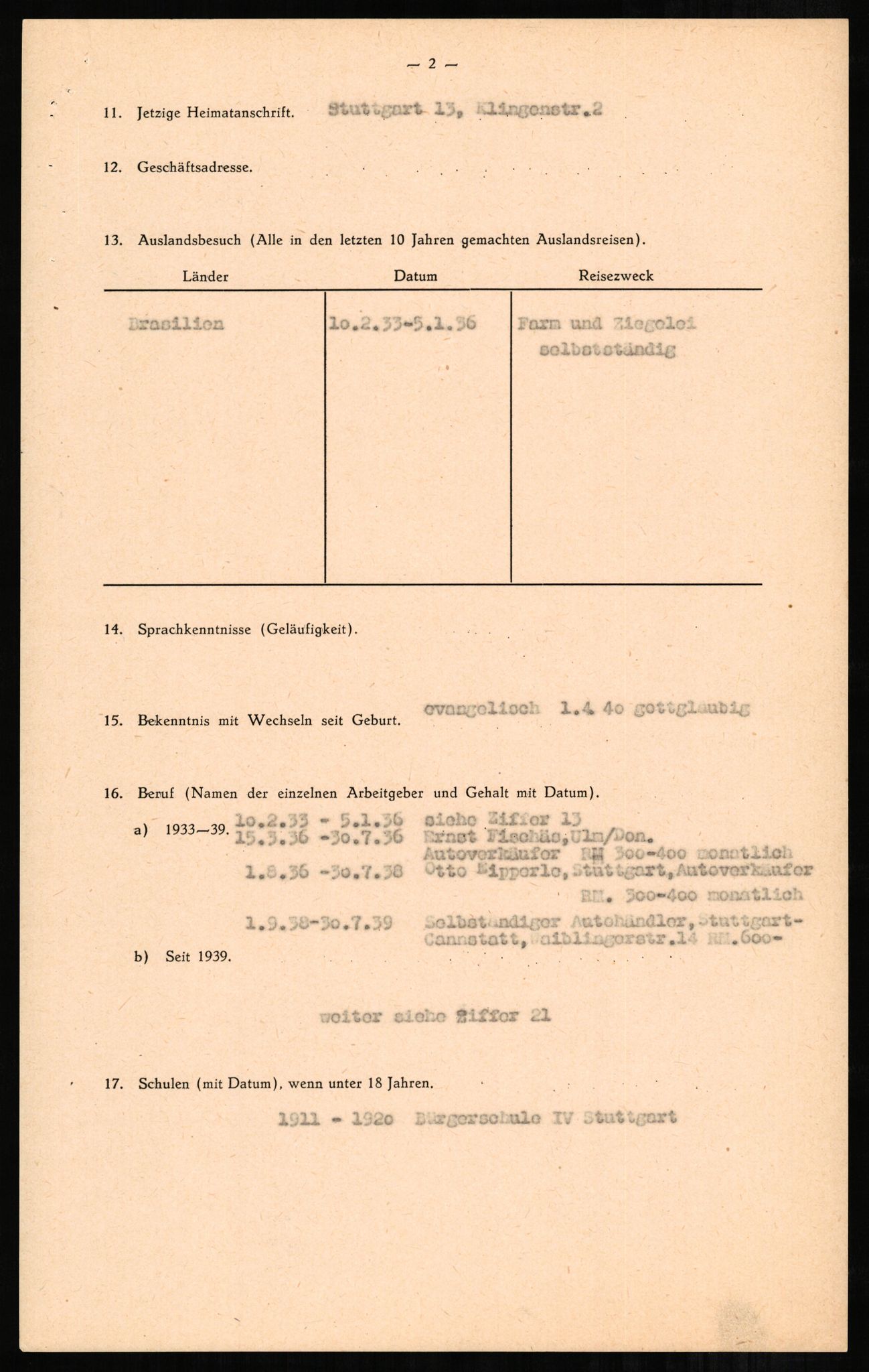 Forsvaret, Forsvarets overkommando II, AV/RA-RAFA-3915/D/Db/L0001: CI Questionaires. Tyske okkupasjonsstyrker i Norge. Tyskere., 1945-1946, s. 193