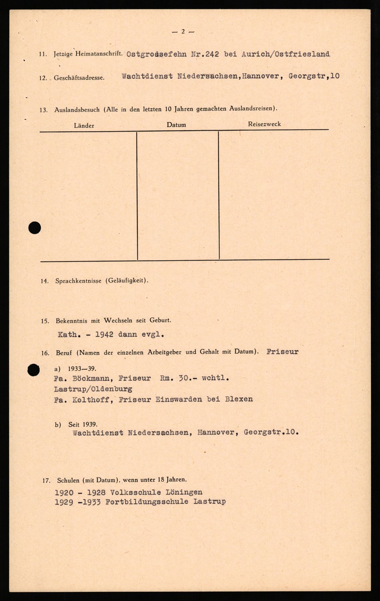 Forsvaret, Forsvarets overkommando II, AV/RA-RAFA-3915/D/Db/L0036: CI Questionaires. Tyske okkupasjonsstyrker i Norge. Tyskere., 1945-1946, s. 82