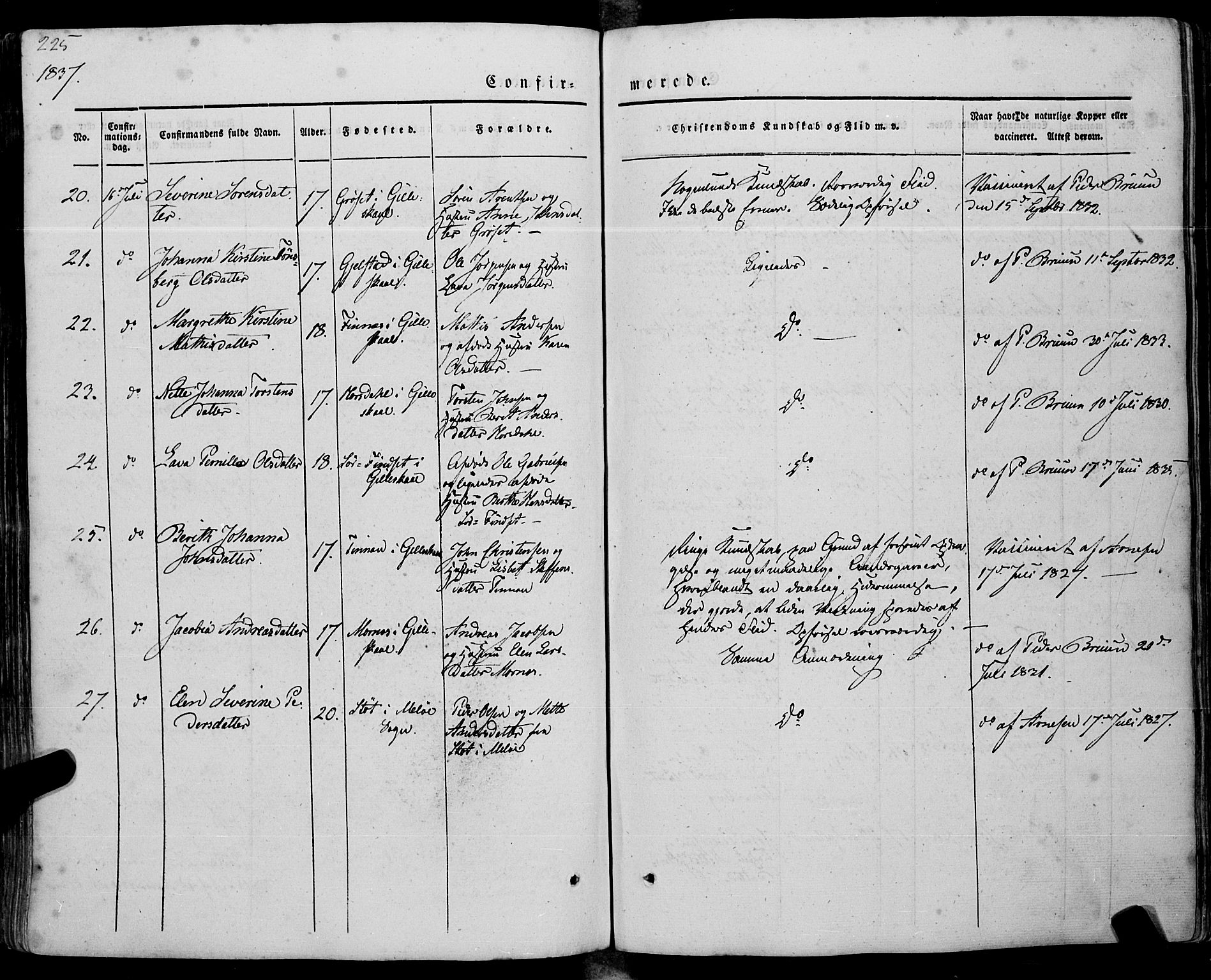 Ministerialprotokoller, klokkerbøker og fødselsregistre - Nordland, AV/SAT-A-1459/805/L0097: Ministerialbok nr. 805A04, 1837-1861, s. 225