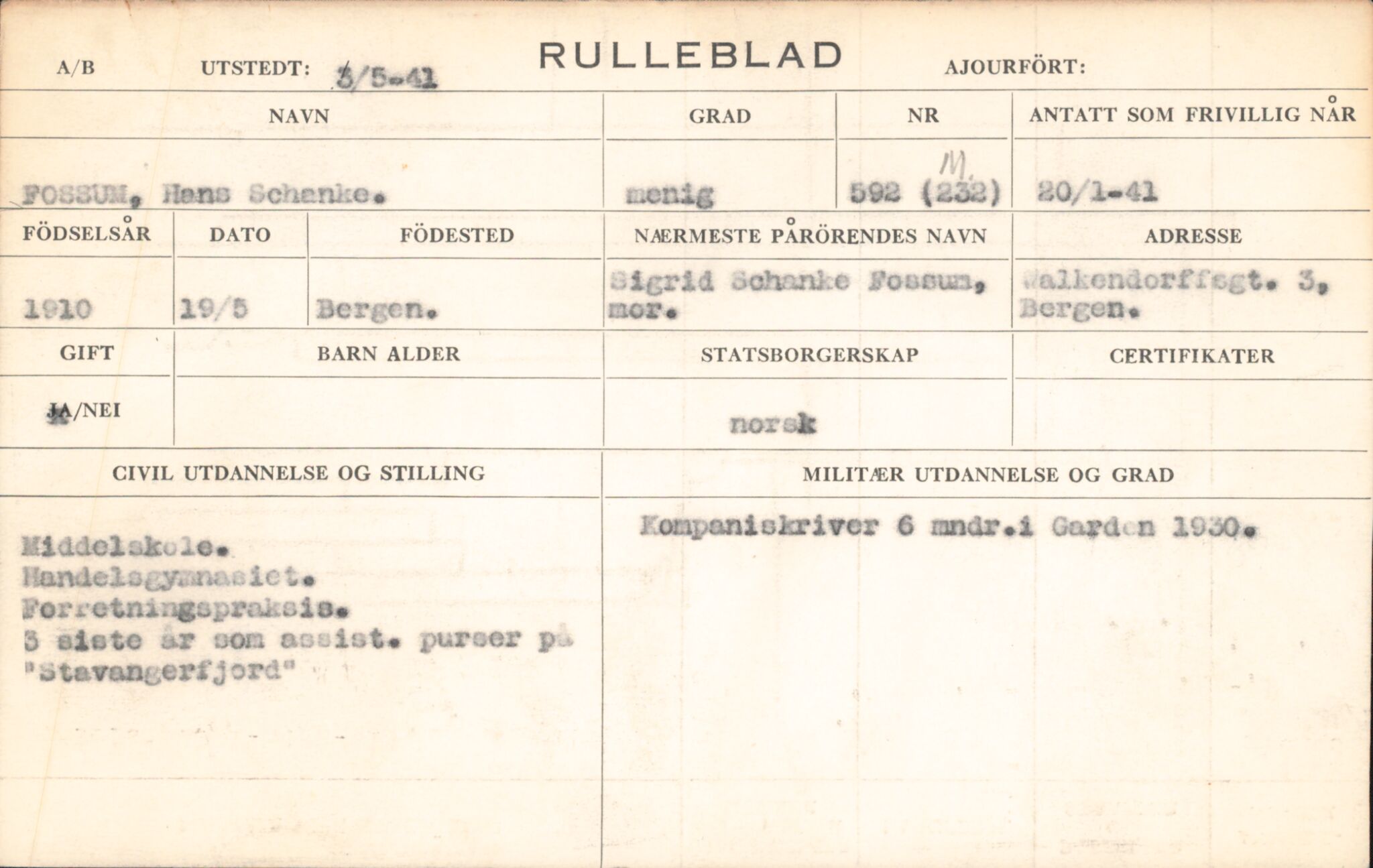 Forsvaret, Forsvarets overkommando/Luftforsvarsstaben, RA/RAFA-4079/P/Pa/L0024: Personellpapirer, 1910, s. 248