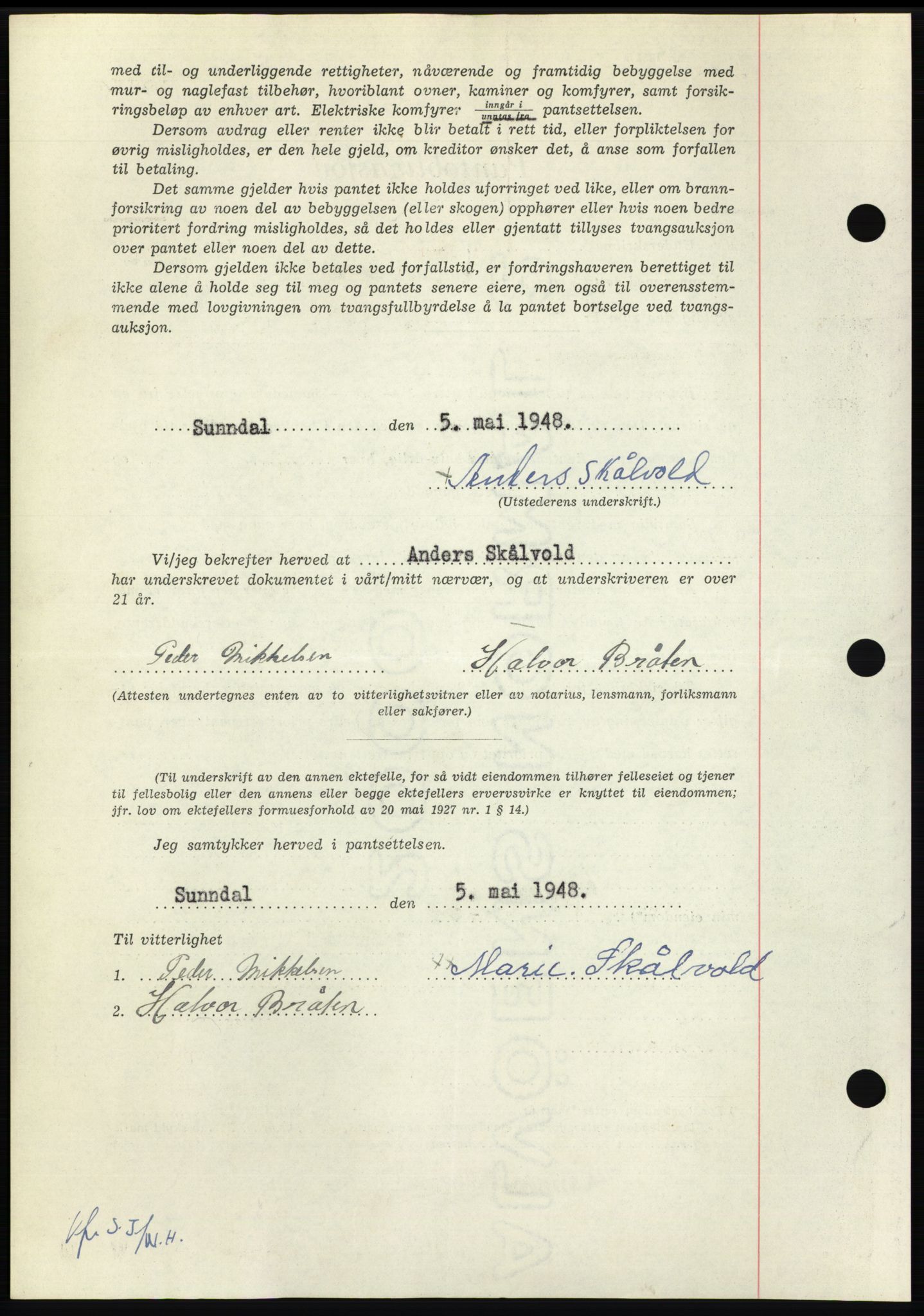 Nordmøre sorenskriveri, AV/SAT-A-4132/1/2/2Ca: Pantebok nr. B98, 1948-1948, Dagboknr: 1221/1948