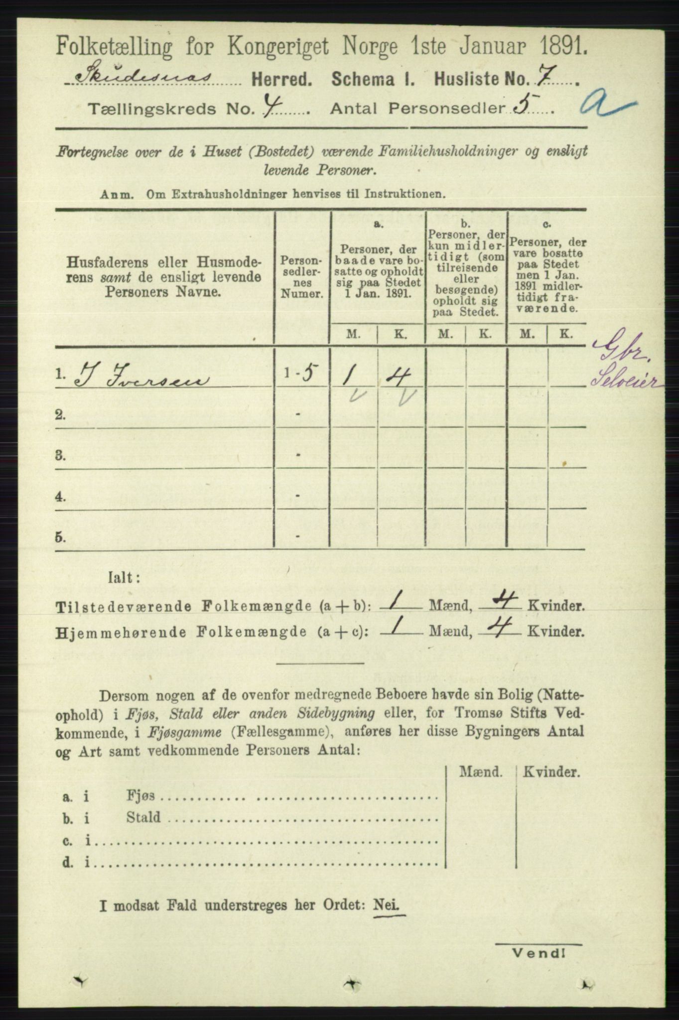 RA, Folketelling 1891 for 1150 Skudenes herred, 1891, s. 1779