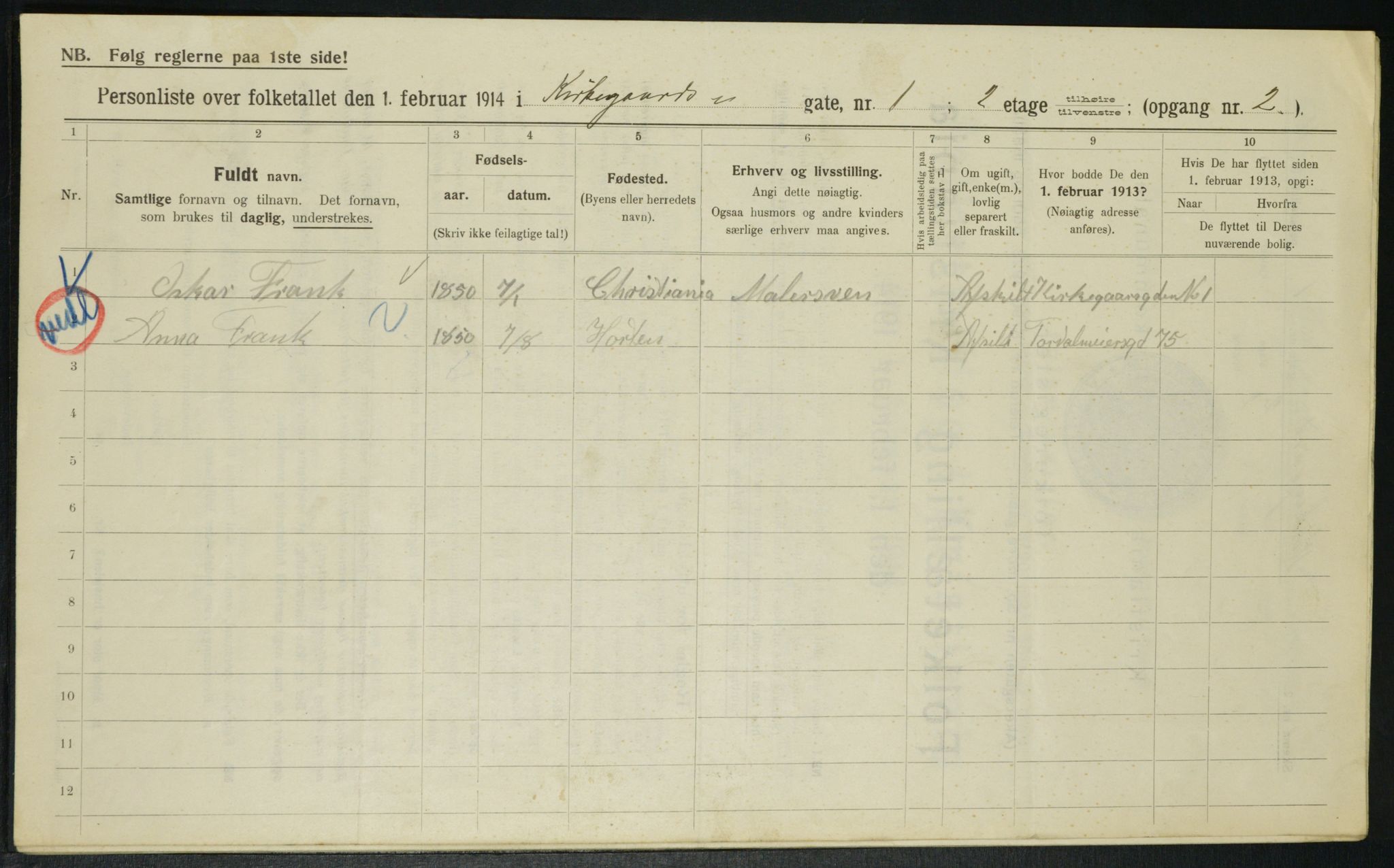 OBA, Kommunal folketelling 1.2.1914 for Kristiania, 1914, s. 49980