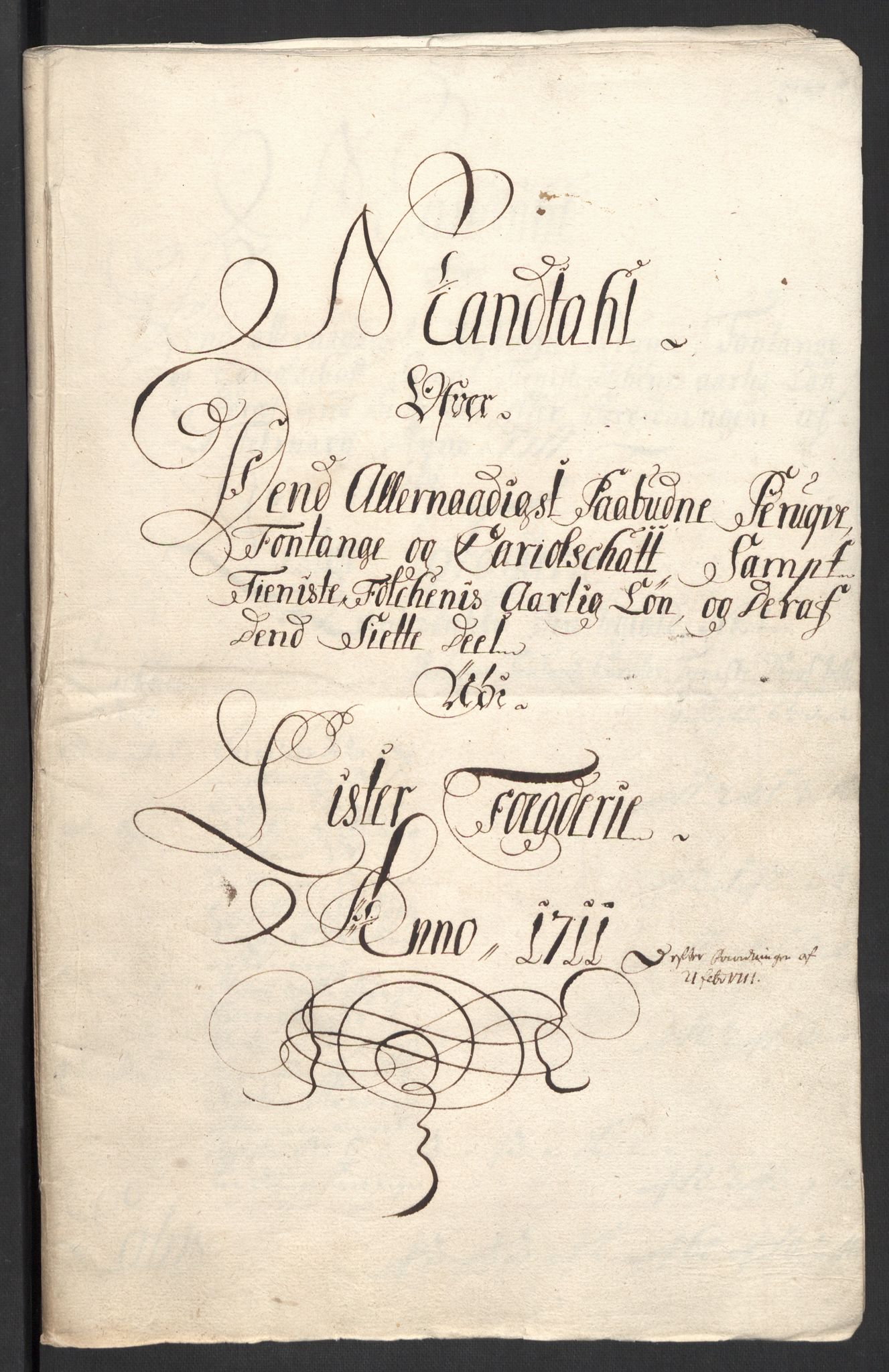 Rentekammeret inntil 1814, Reviderte regnskaper, Fogderegnskap, RA/EA-4092/R43/L2554: Fogderegnskap Lista og Mandal, 1711, s. 333