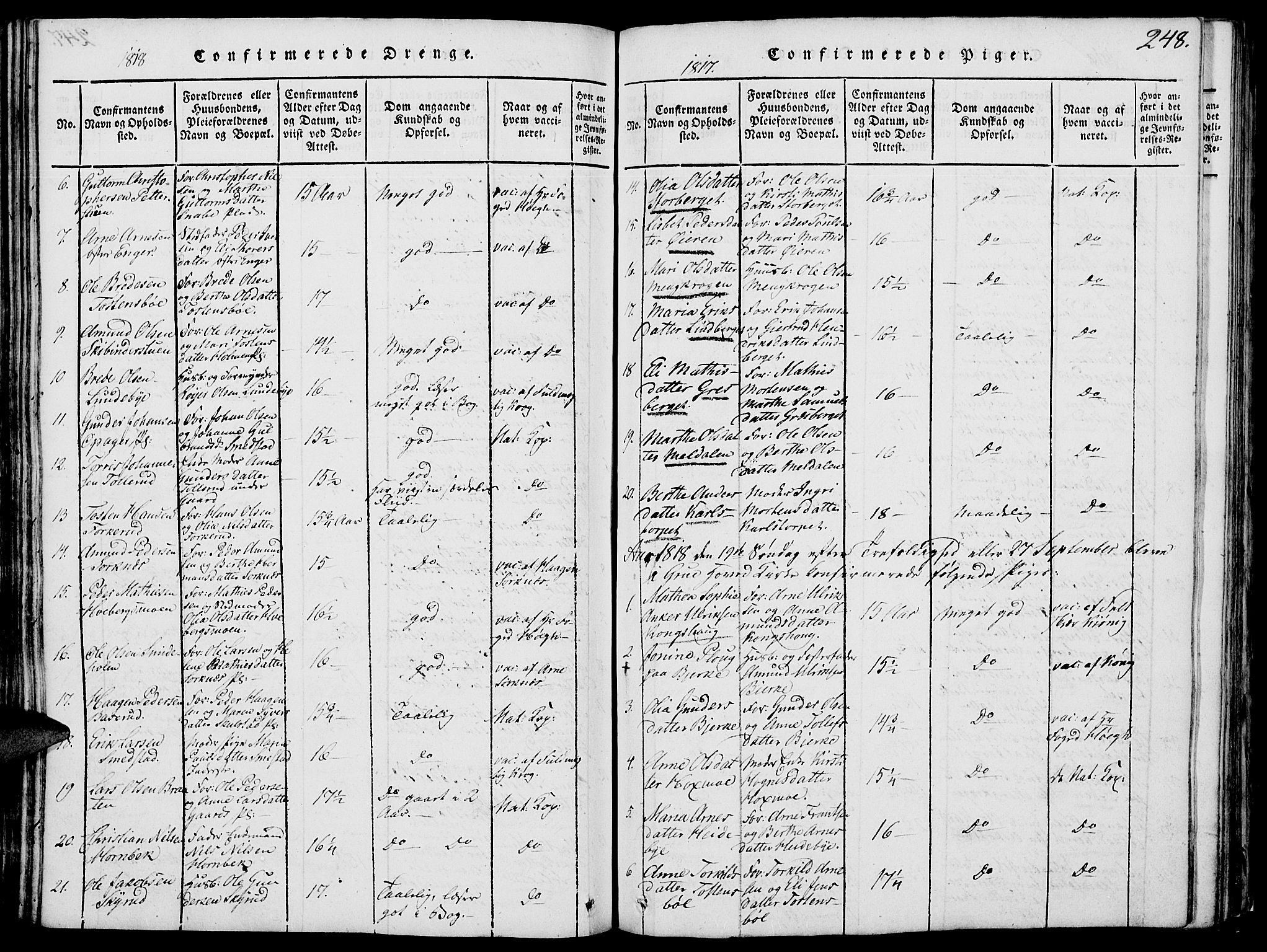 Grue prestekontor, SAH/PREST-036/H/Ha/Hab/L0002: Klokkerbok nr. 2, 1815-1841, s. 248