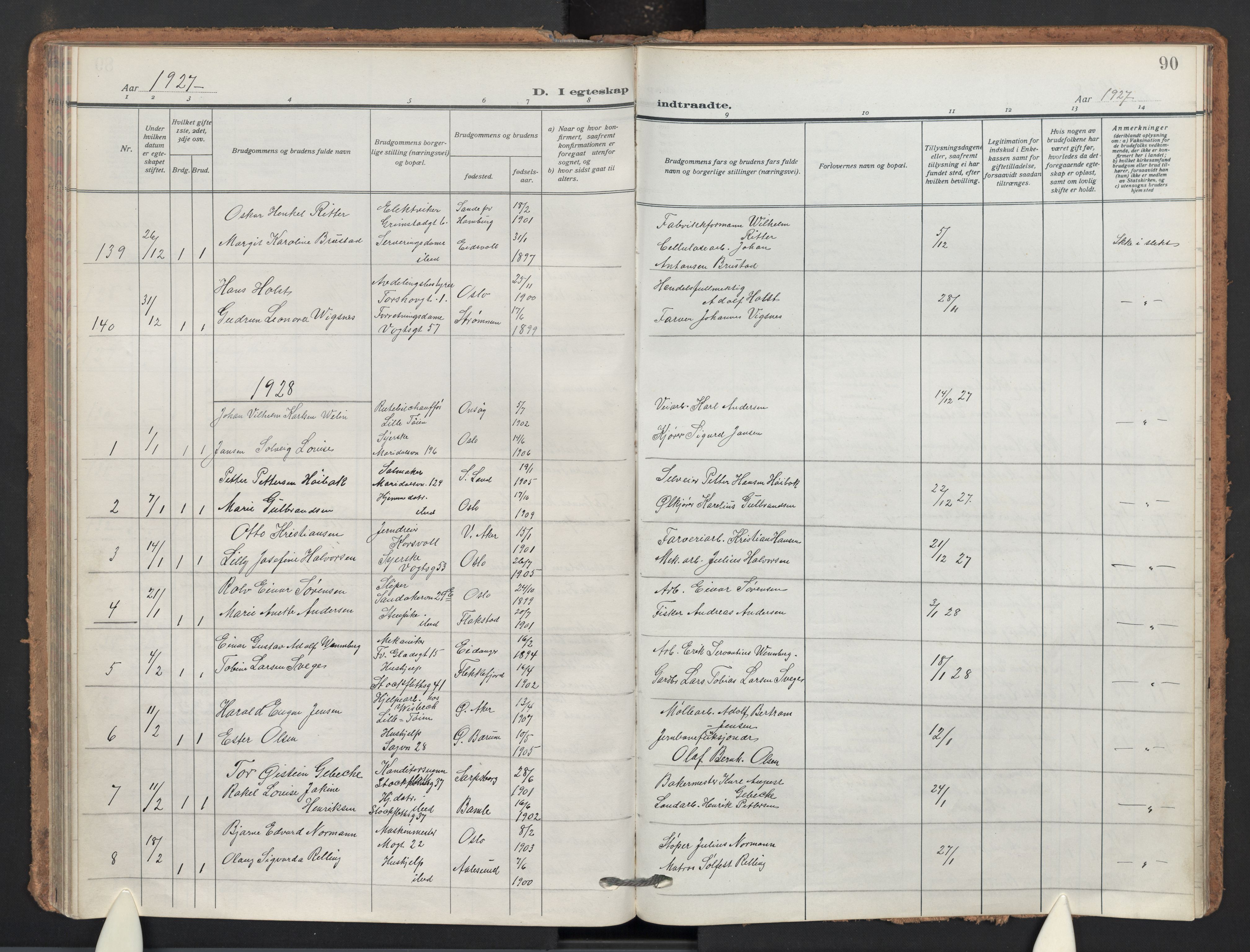 Sagene prestekontor Kirkebøker, AV/SAO-A-10796/F/L0013: Ministerialbok nr. 13, 1920-1929, s. 90