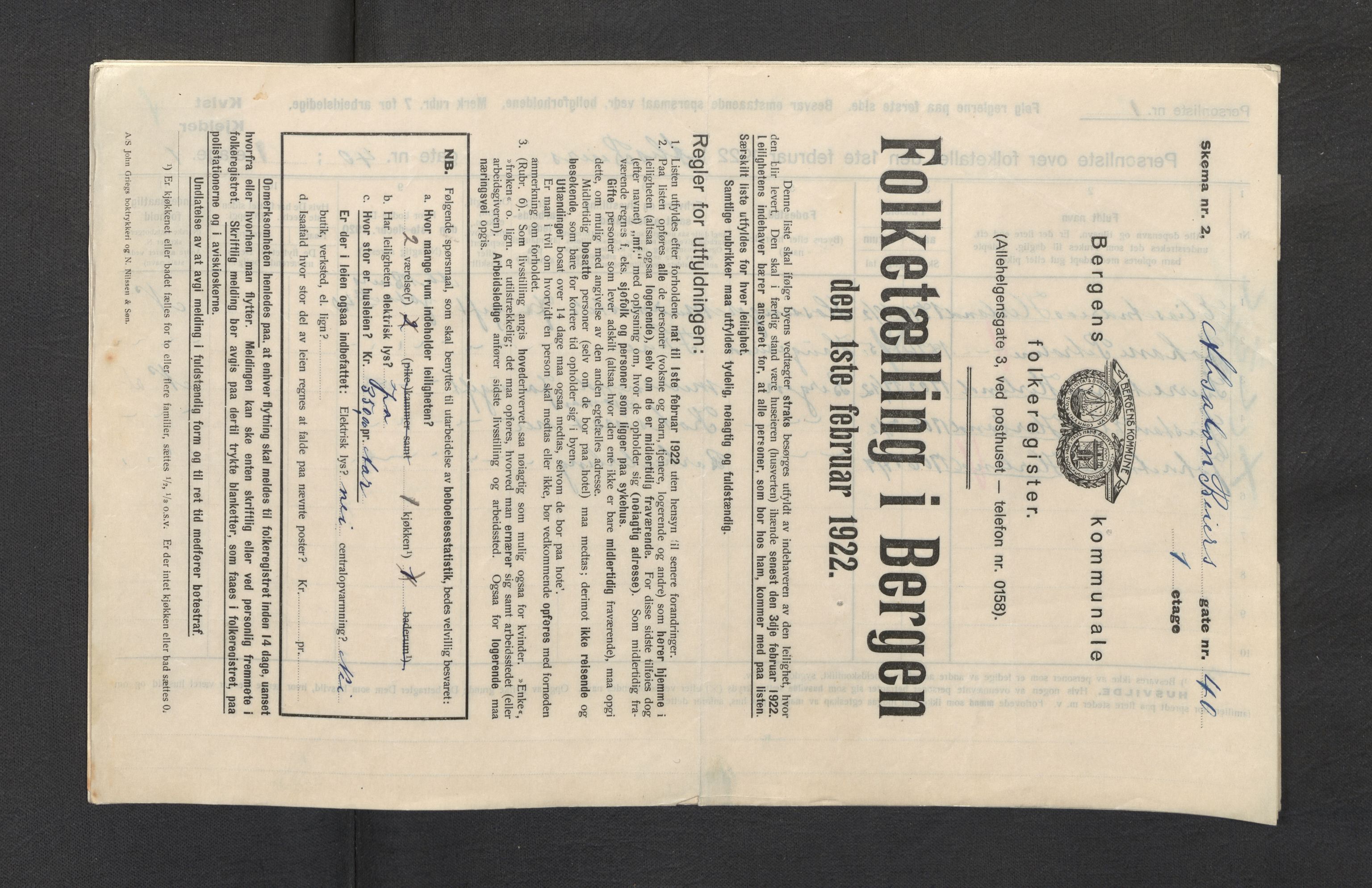SAB, Kommunal folketelling 1922 for Bergen kjøpstad, 1922, s. 709