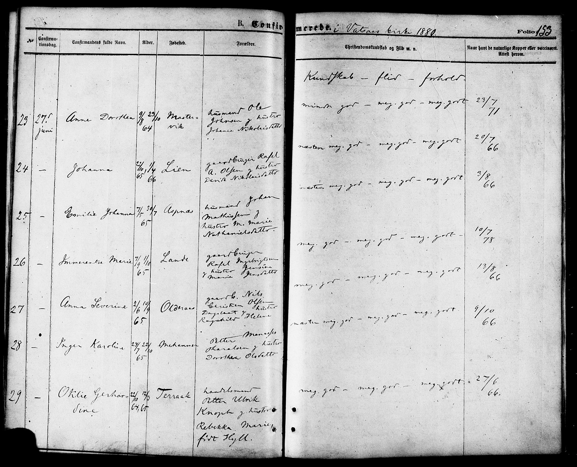 Ministerialprotokoller, klokkerbøker og fødselsregistre - Nordland, AV/SAT-A-1459/810/L0148: Ministerialbok nr. 810A09 /1, 1874-1884, s. 153