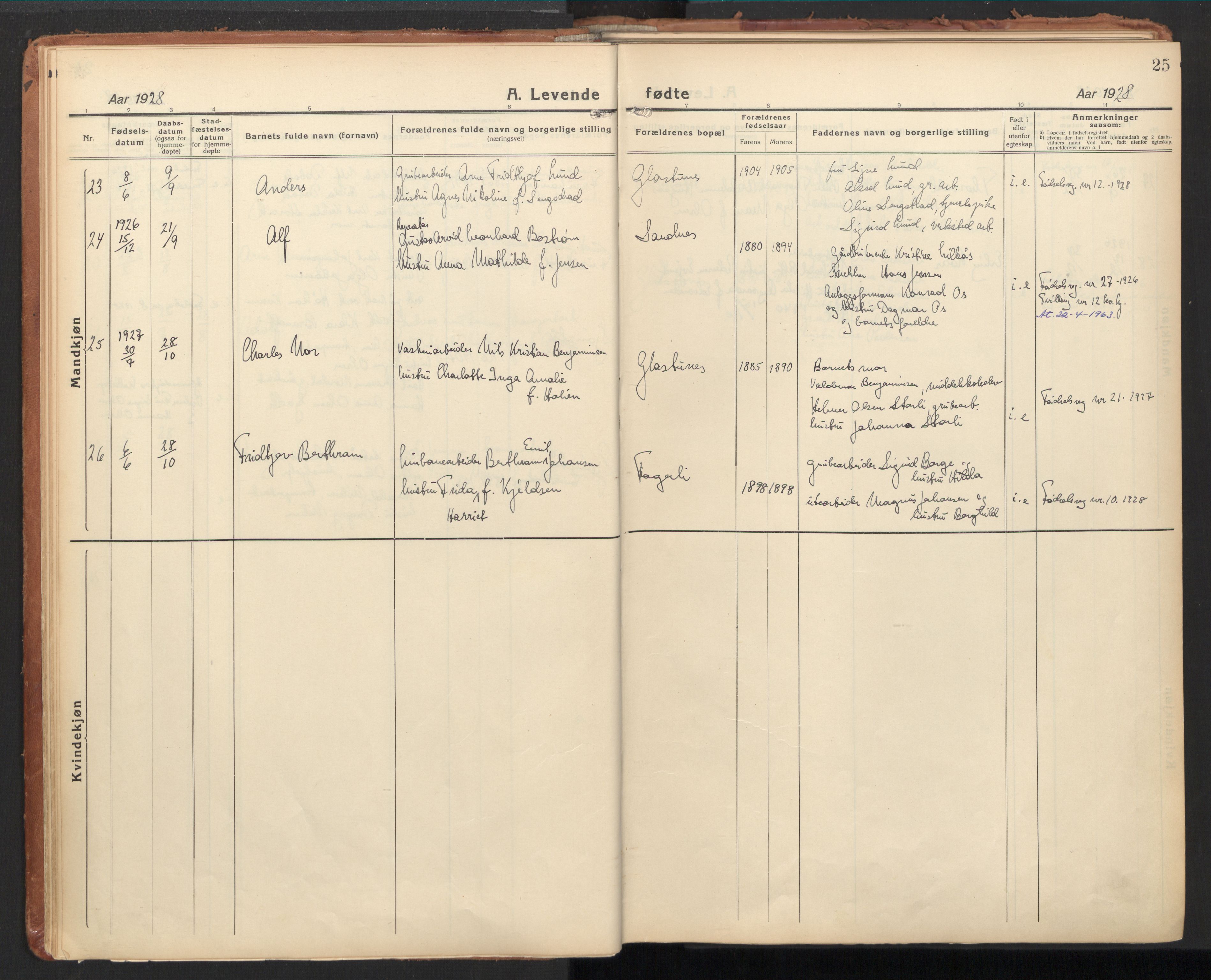 Ministerialprotokoller, klokkerbøker og fødselsregistre - Nordland, AV/SAT-A-1459/850/L0716: Residerende kapellans bok nr. 850B06, 1924-1938, s. 25