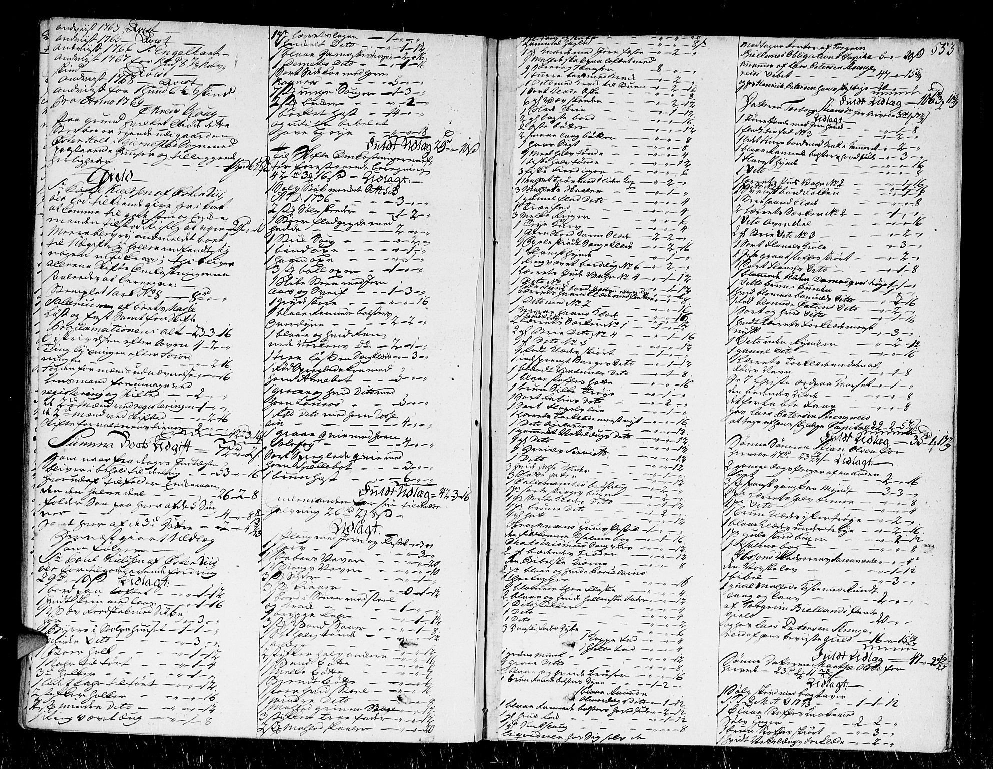 Nedenes sorenskriveri før 1824, SAK/1221-0007/H/Hc/L0033: Skifteprotokoll med register nr 22a, 1767-1772, s. 553