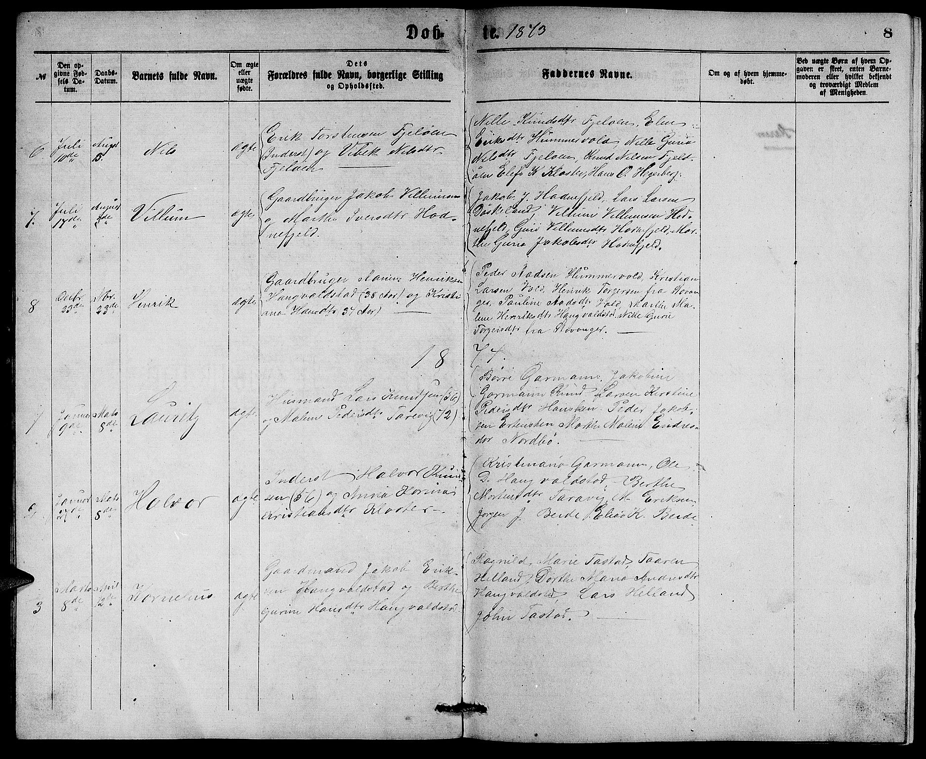 Rennesøy sokneprestkontor, AV/SAST-A -101827/H/Ha/Hab/L0004: Klokkerbok nr. B 4, 1870-1889, s. 8