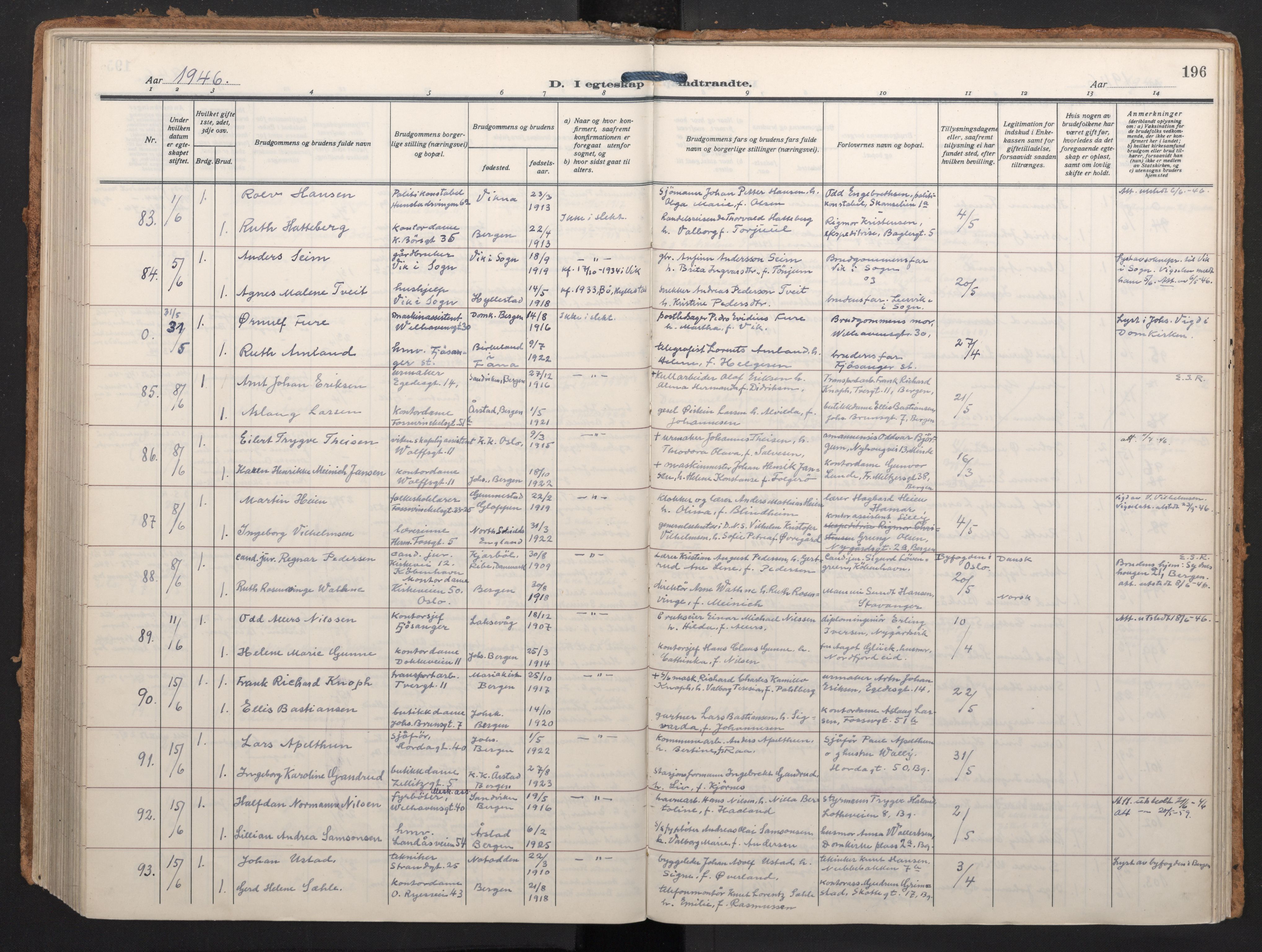 Johanneskirken sokneprestembete, AV/SAB-A-76001/H/Haa/L0014: Ministerialbok nr. D 3, 1929-1949, s. 195b-196a
