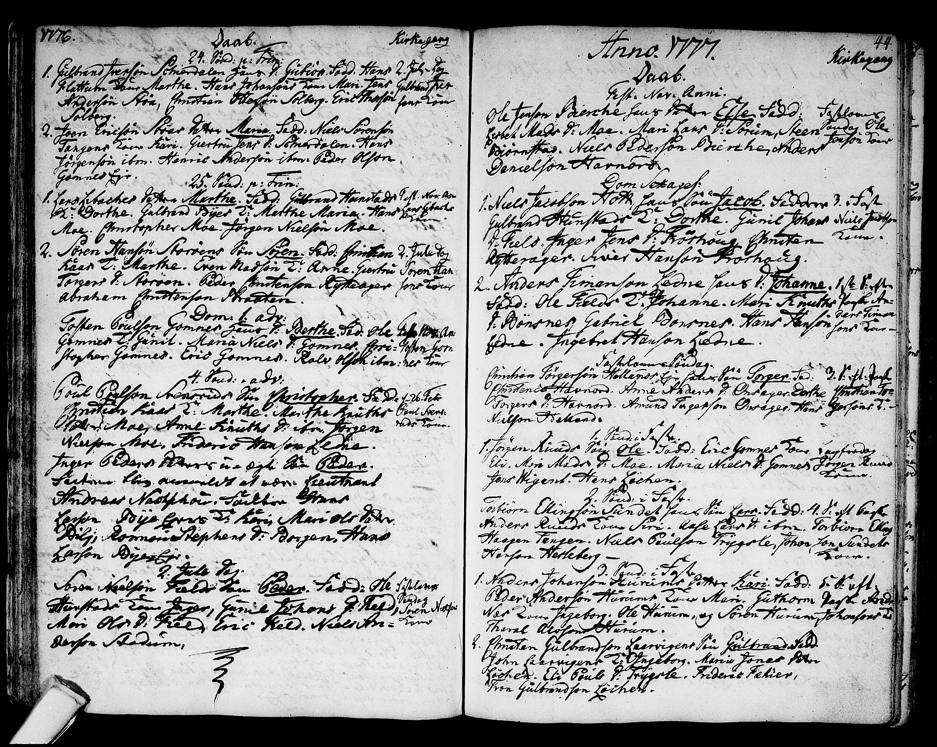 Hole kirkebøker, SAKO/A-228/F/Fa/L0002: Ministerialbok nr. I 2, 1766-1814, s. 44