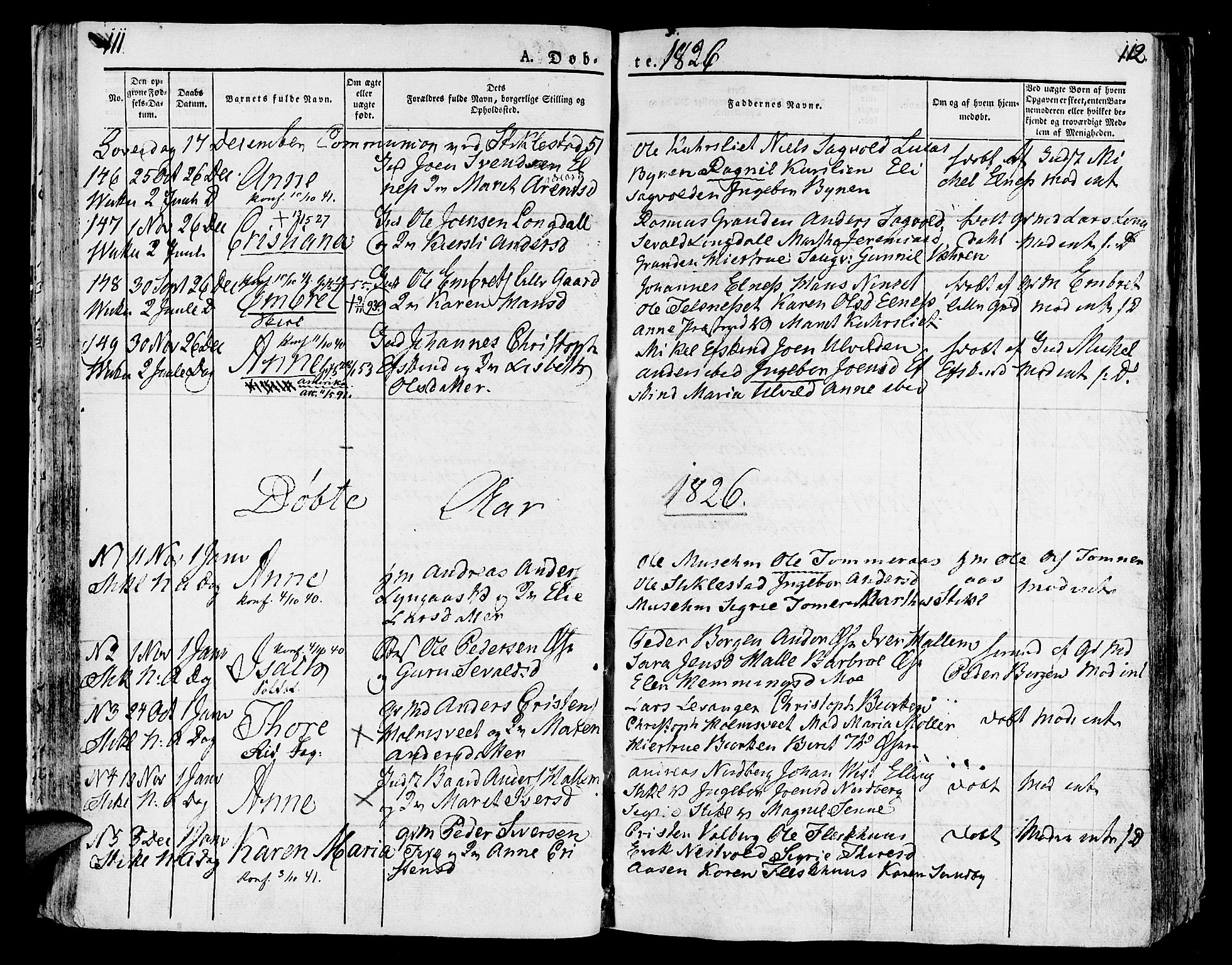 Ministerialprotokoller, klokkerbøker og fødselsregistre - Nord-Trøndelag, SAT/A-1458/723/L0237: Ministerialbok nr. 723A06, 1822-1830, s. 111-112