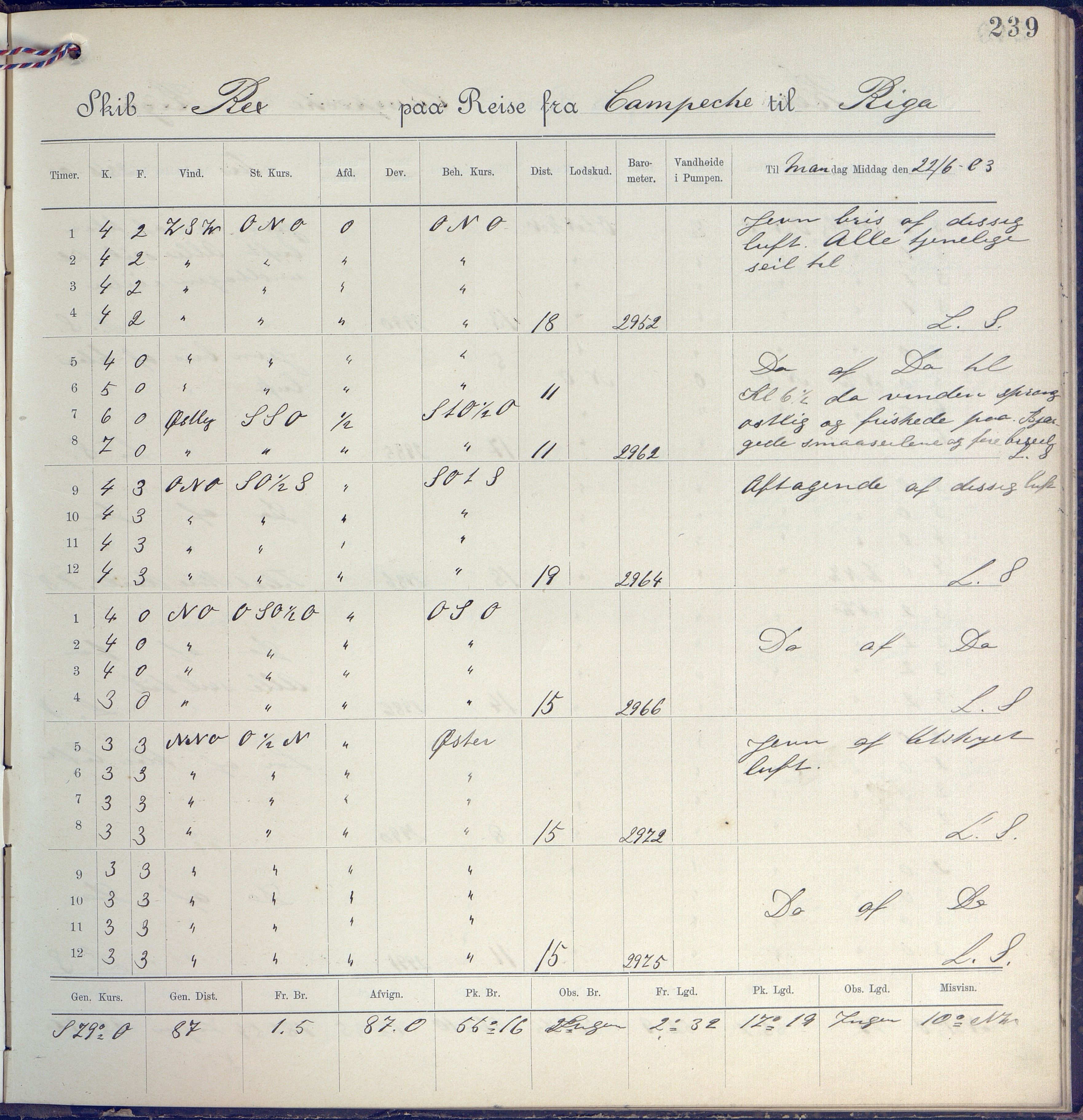 Fartøysarkivet, AAKS/PA-1934/F/L0310: Rex II (bark), 1902-1903, s. 239