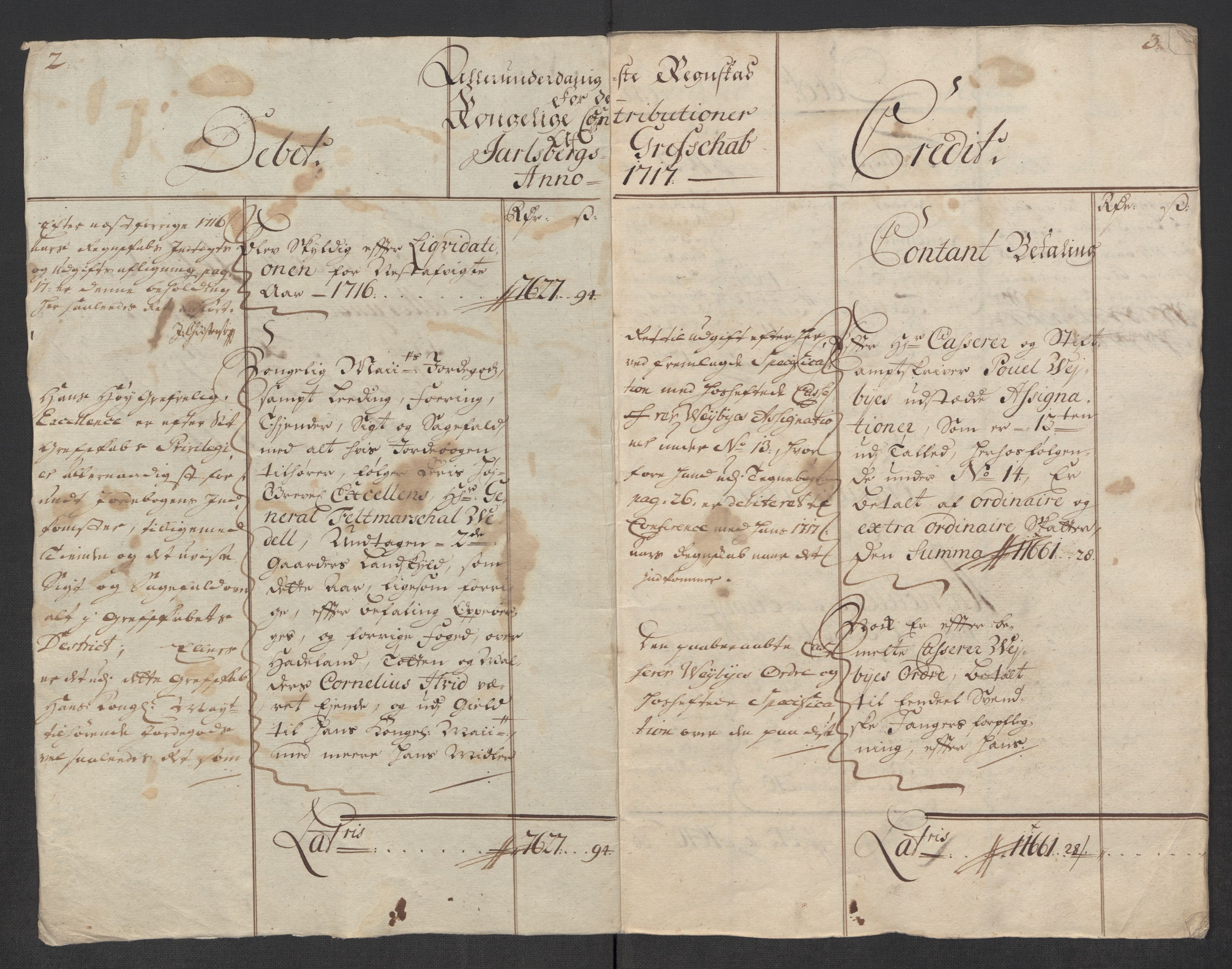Rentekammeret inntil 1814, Reviderte regnskaper, Fogderegnskap, AV/RA-EA-4092/R32/L1881: Fogderegnskap Jarlsberg grevskap, 1717, s. 4