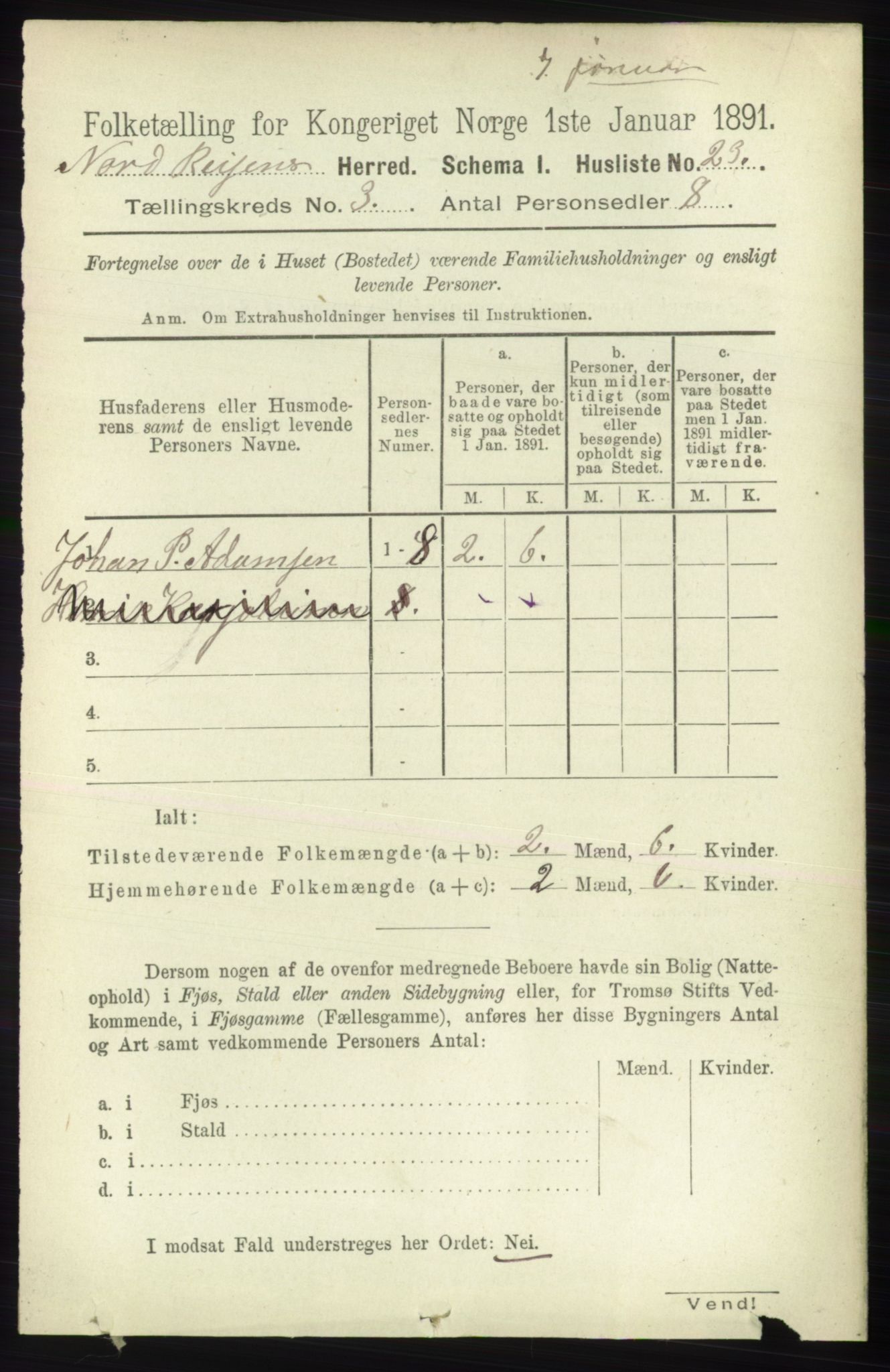 RA, Folketelling 1891 for 1942 Nordreisa herred, 1891, s. 1323