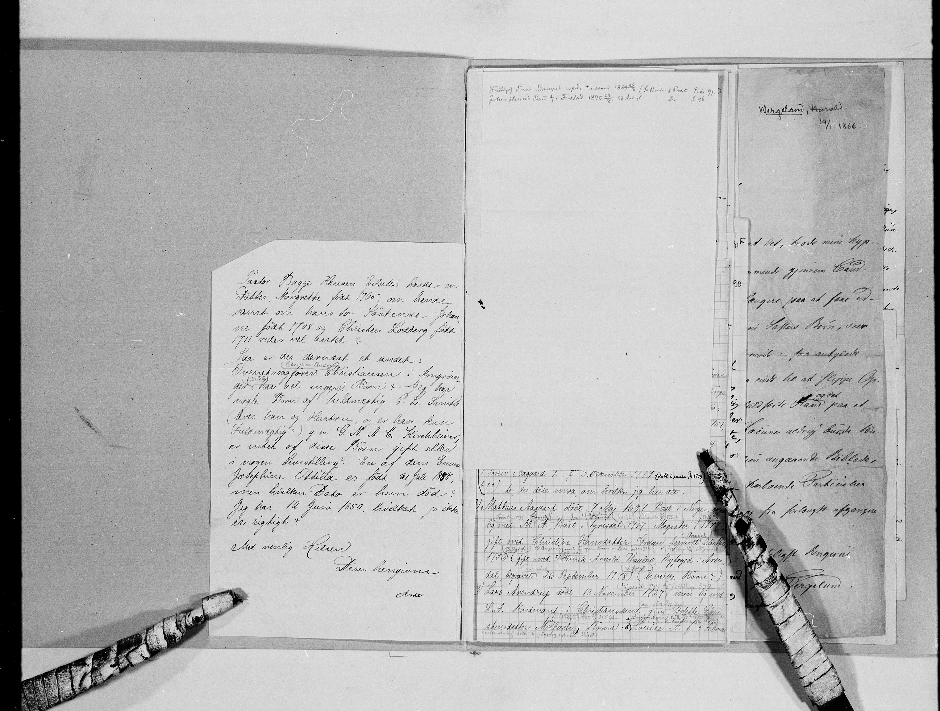 Lassens samlinger, AV/RA-PA-0051/G/L0101: Alfabetisk ordnede brev til Wilhelm Lassen: Thaarup - Østgaard, 1815-1907, s. 63