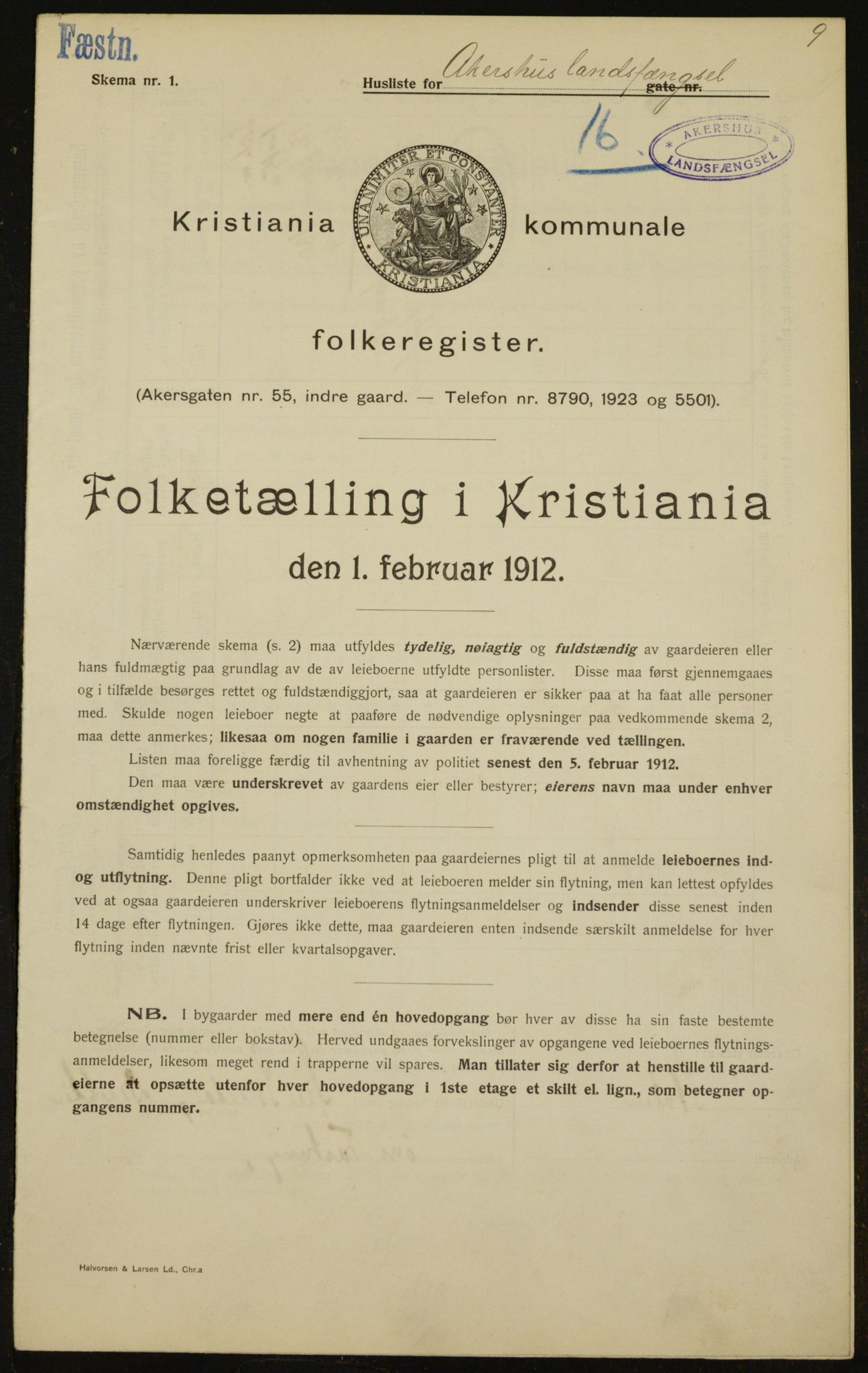 OBA, Kommunal folketelling 1.2.1912 for Kristiania, 1912, s. 24056