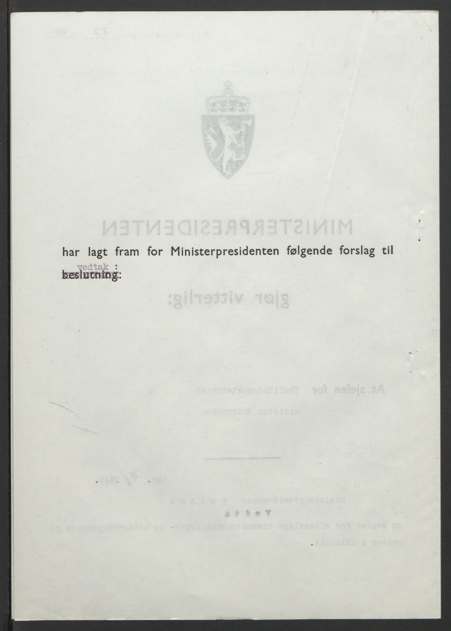 NS-administrasjonen 1940-1945 (Statsrådsekretariatet, de kommisariske statsråder mm), RA/S-4279/D/Db/L0101/0001: -- / Lover og vedtak, 1945, s. 199