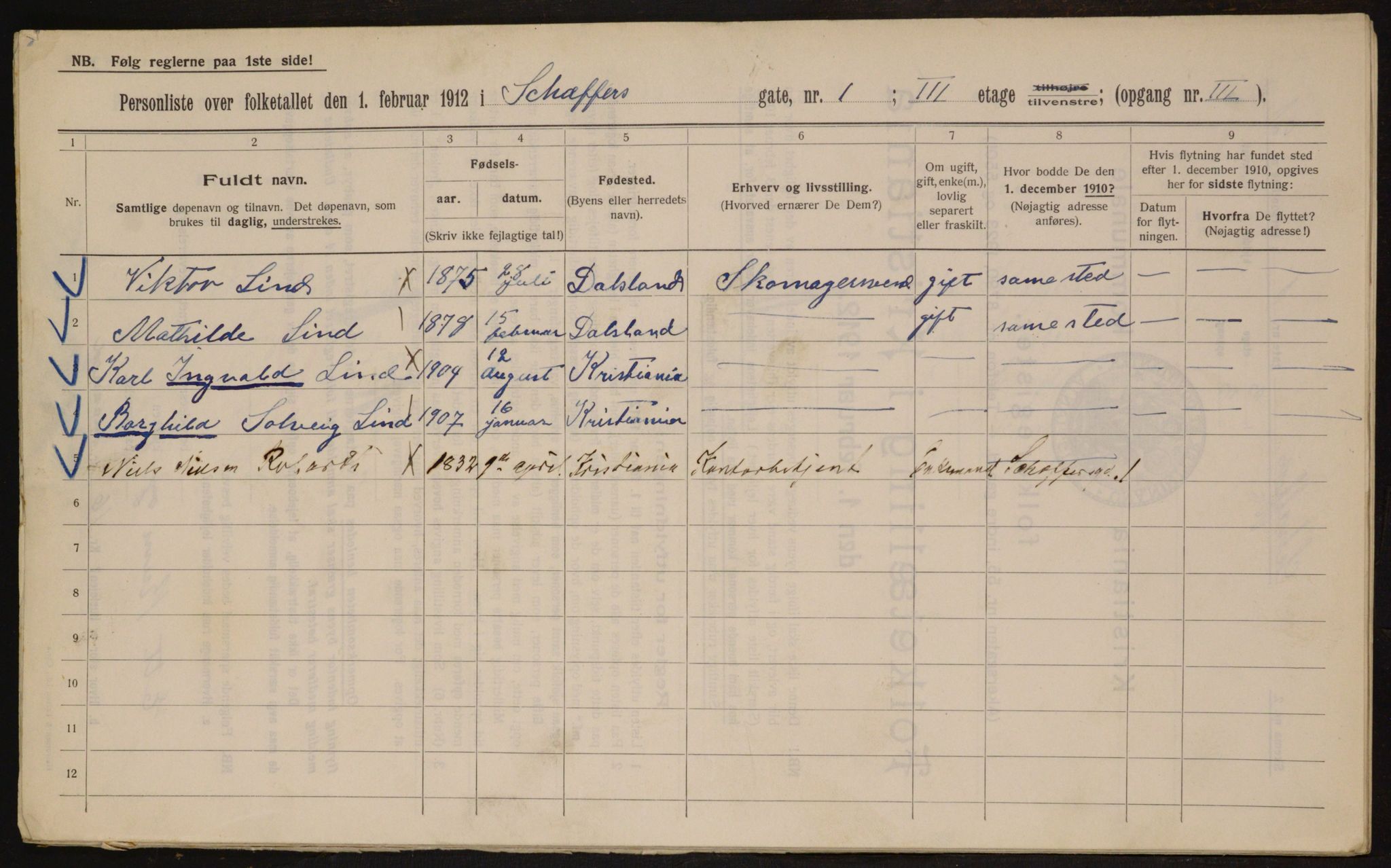 OBA, Kommunal folketelling 1.2.1912 for Kristiania, 1912, s. 93168