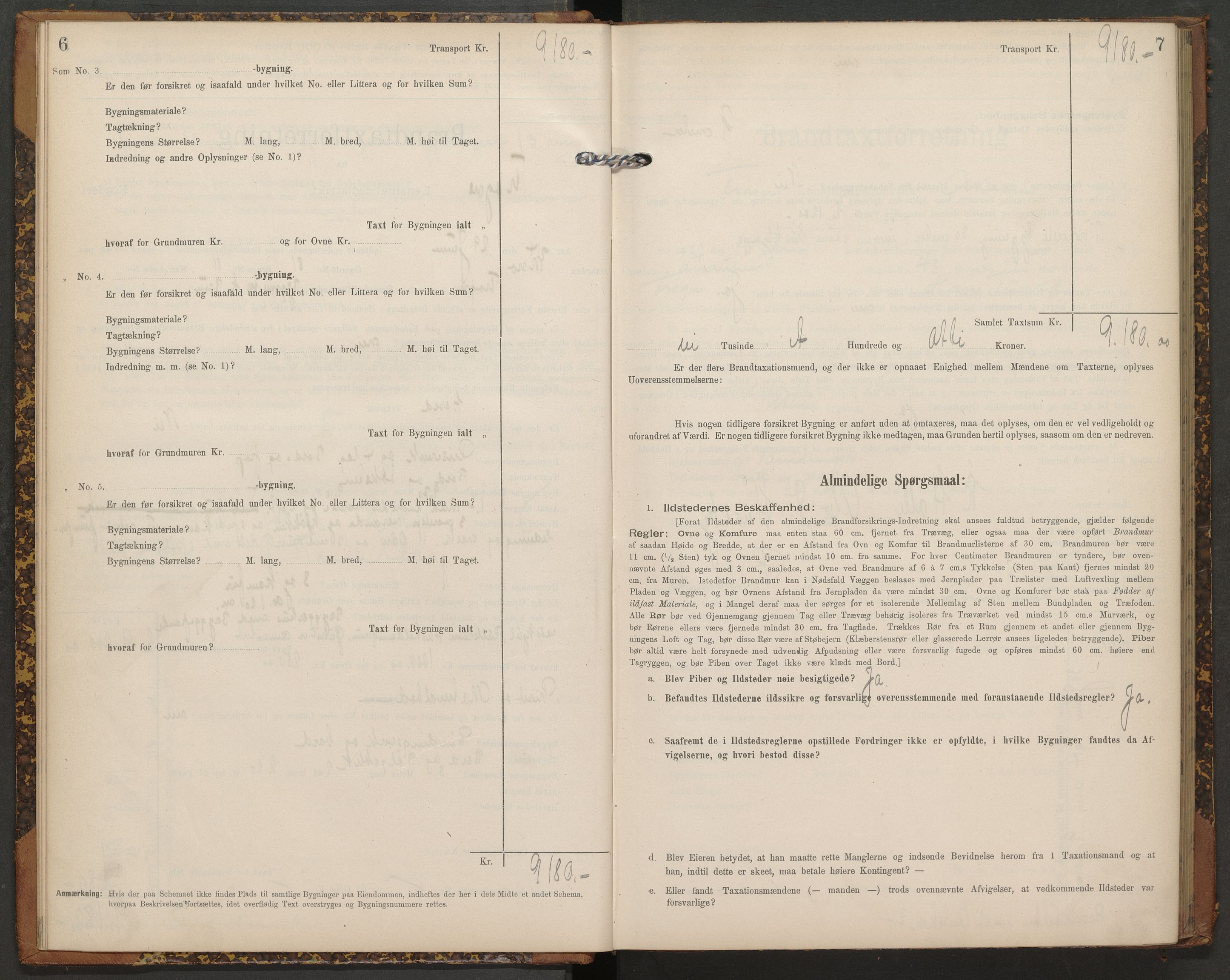 Norges brannkasse, branntakster Frogn, AV/SAO-A-11385/F/Fb/L0002: Branntakstprotokoll, 1911-1934