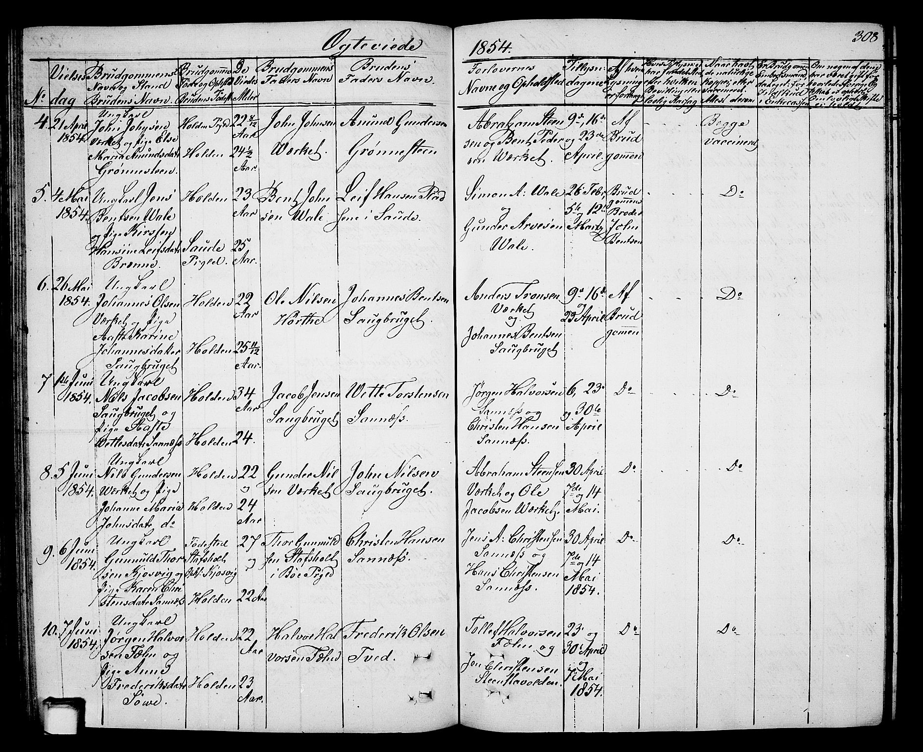 Holla kirkebøker, AV/SAKO-A-272/G/Ga/L0003: Klokkerbok nr. I 3, 1849-1866, s. 308