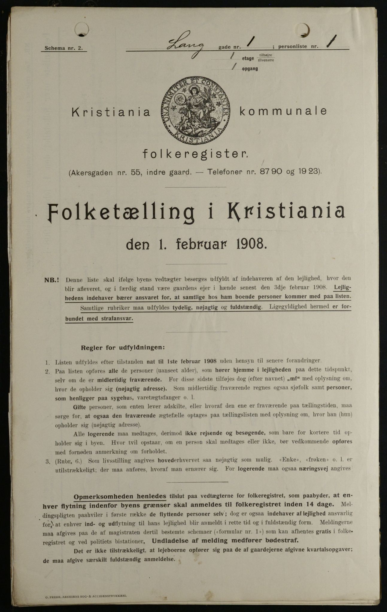 OBA, Kommunal folketelling 1.2.1908 for Kristiania kjøpstad, 1908, s. 50626