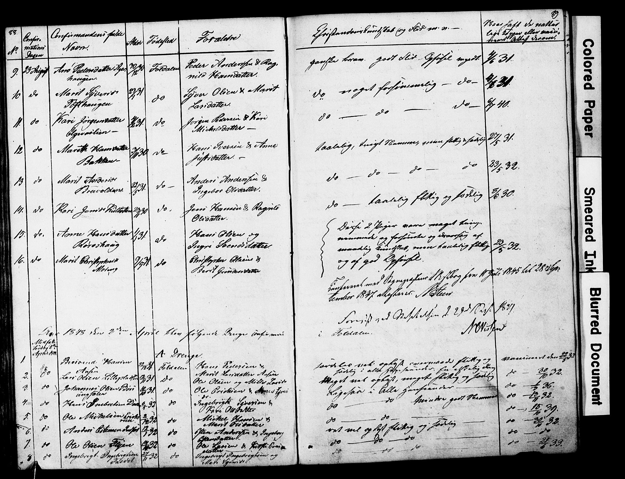 Lesja prestekontor, AV/SAH-PREST-068/H/Ha/Hab/L0014: Klokkerbok nr. 14, 1842-1856, s. 88-89