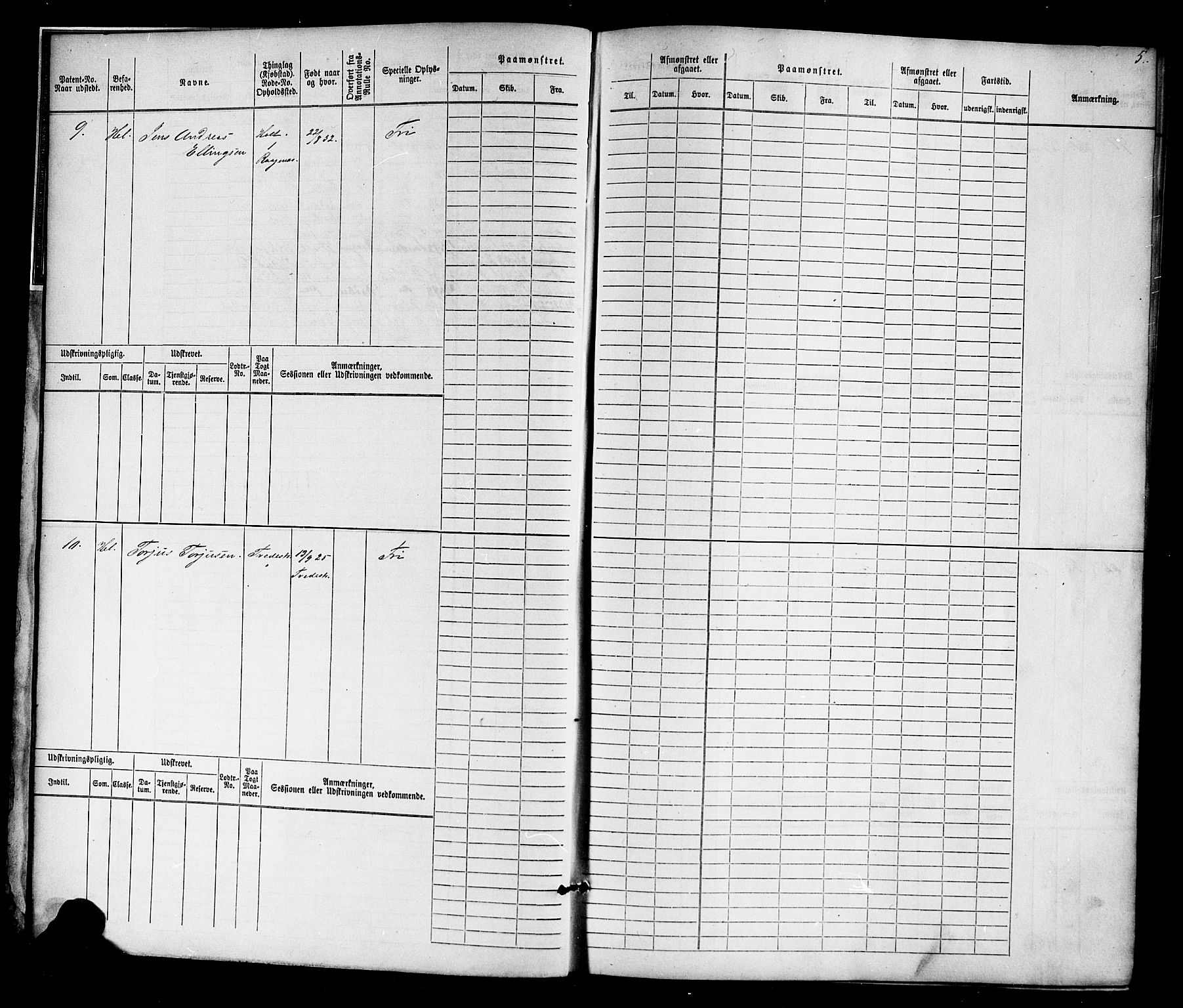 Tvedestrand mønstringskrets, AV/SAK-2031-0011/F/Fb/L0015: Hovedrulle nr 1-766, U-31, 1869-1900, s. 6