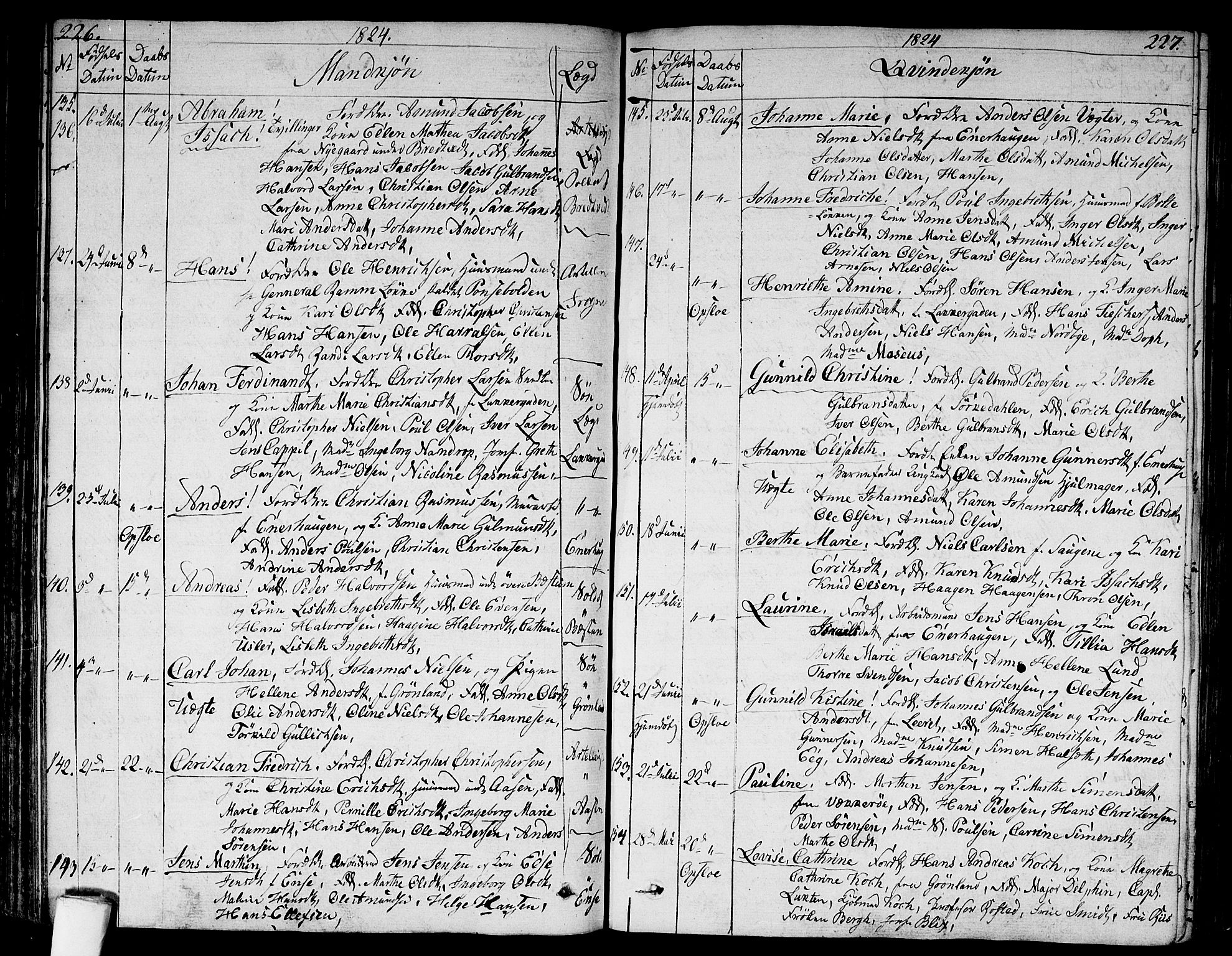 Aker prestekontor kirkebøker, AV/SAO-A-10861/G/L0004: Klokkerbok nr. 4, 1819-1829, s. 226-227