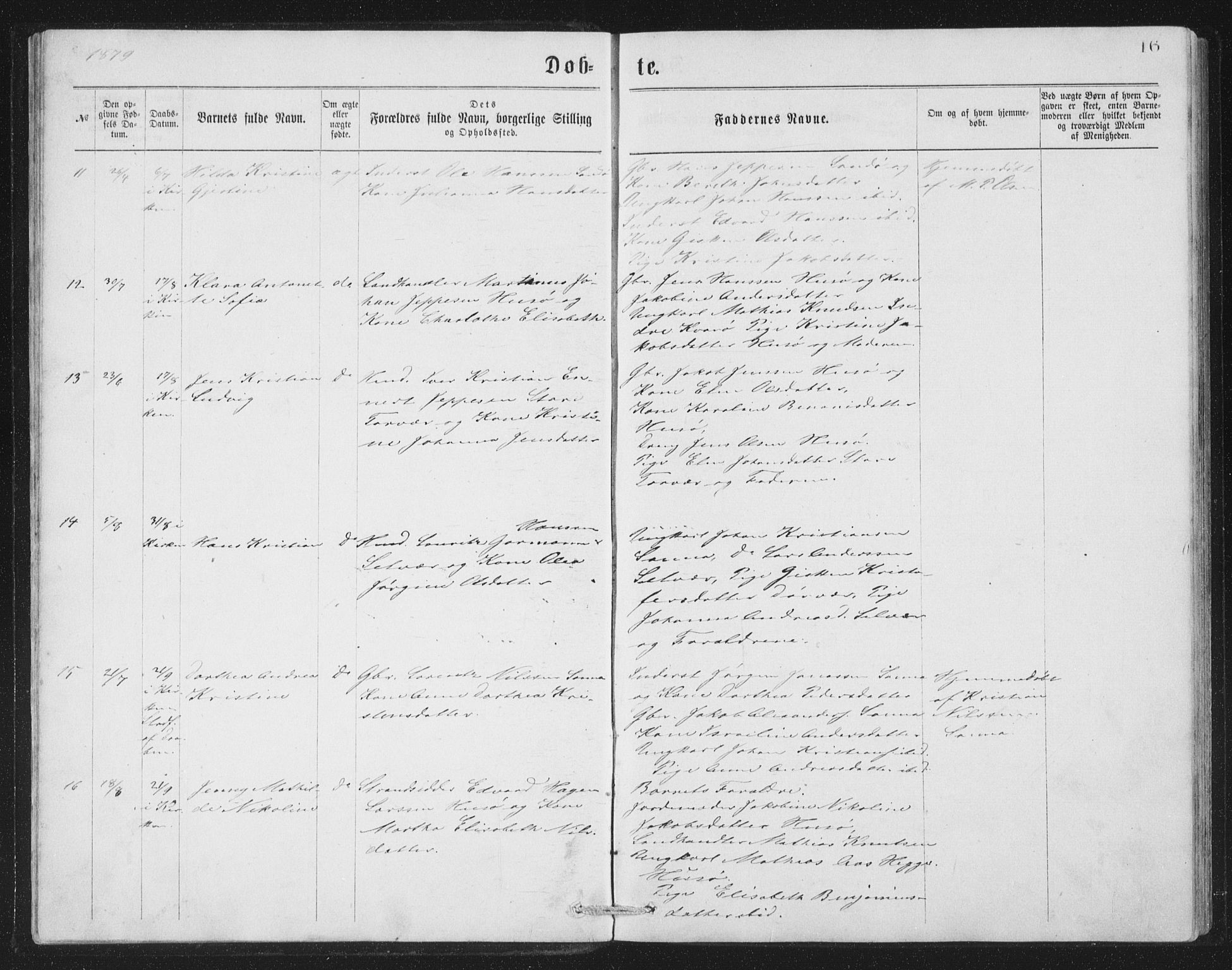 Ministerialprotokoller, klokkerbøker og fødselsregistre - Nordland, AV/SAT-A-1459/840/L0582: Klokkerbok nr. 840C02, 1874-1900, s. 16