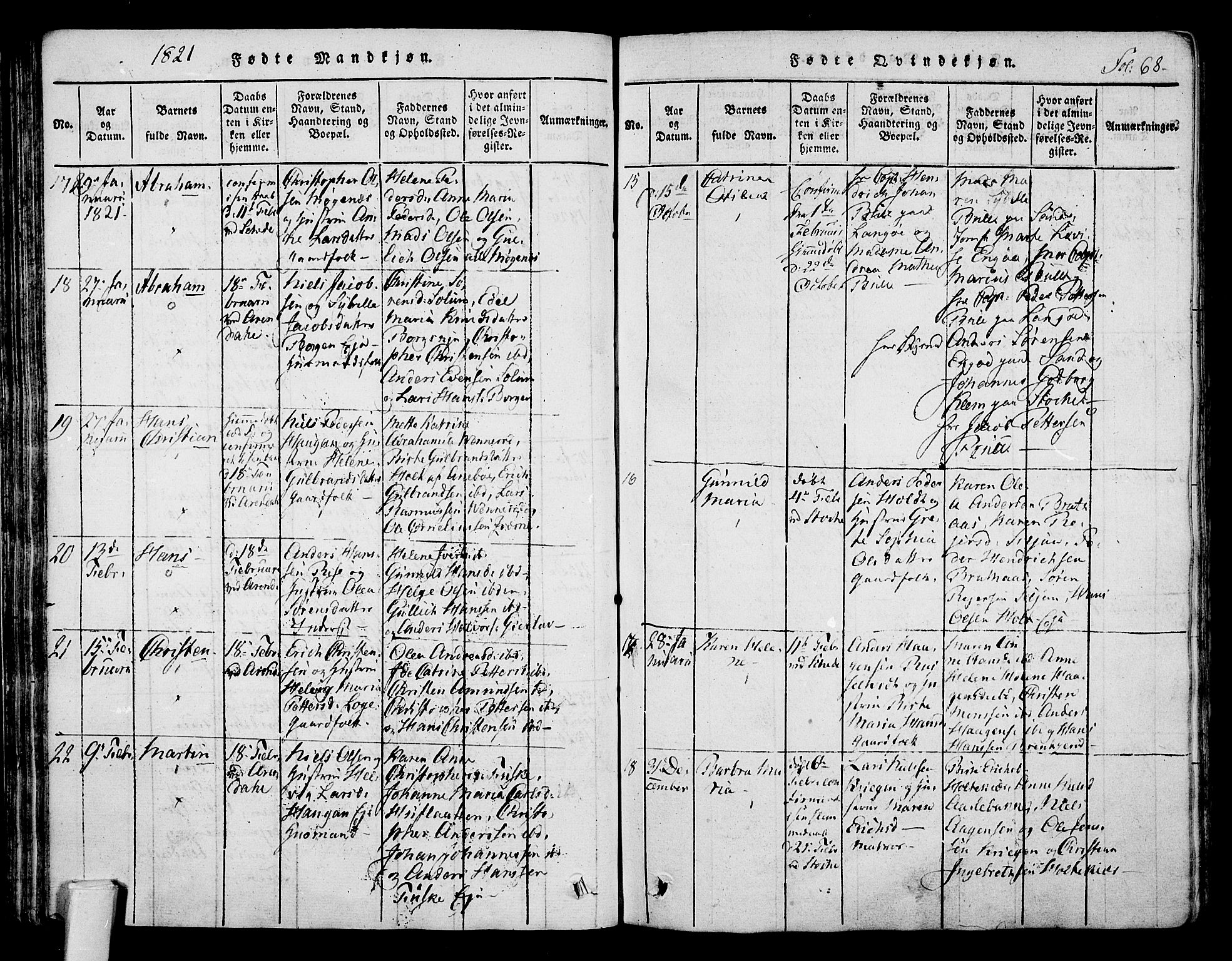 Stokke kirkebøker, AV/SAKO-A-320/F/Fa/L0005: Ministerialbok nr. I 5, 1815-1826, s. 68