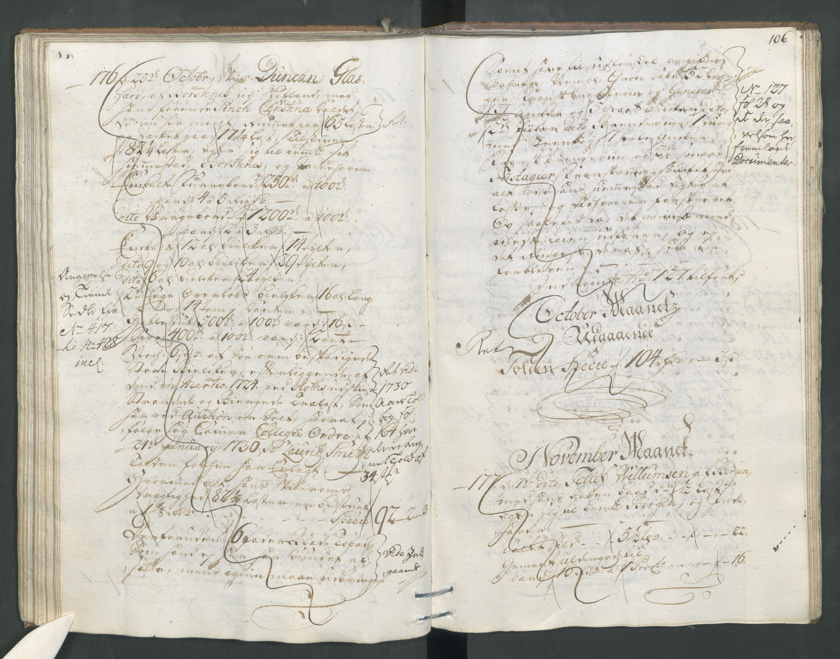 Generaltollkammeret, tollregnskaper, AV/RA-EA-5490/R22/L0011/0001: Tollregnskaper Stavanger / Hovedtollbok, 1731, s. 105b-106a