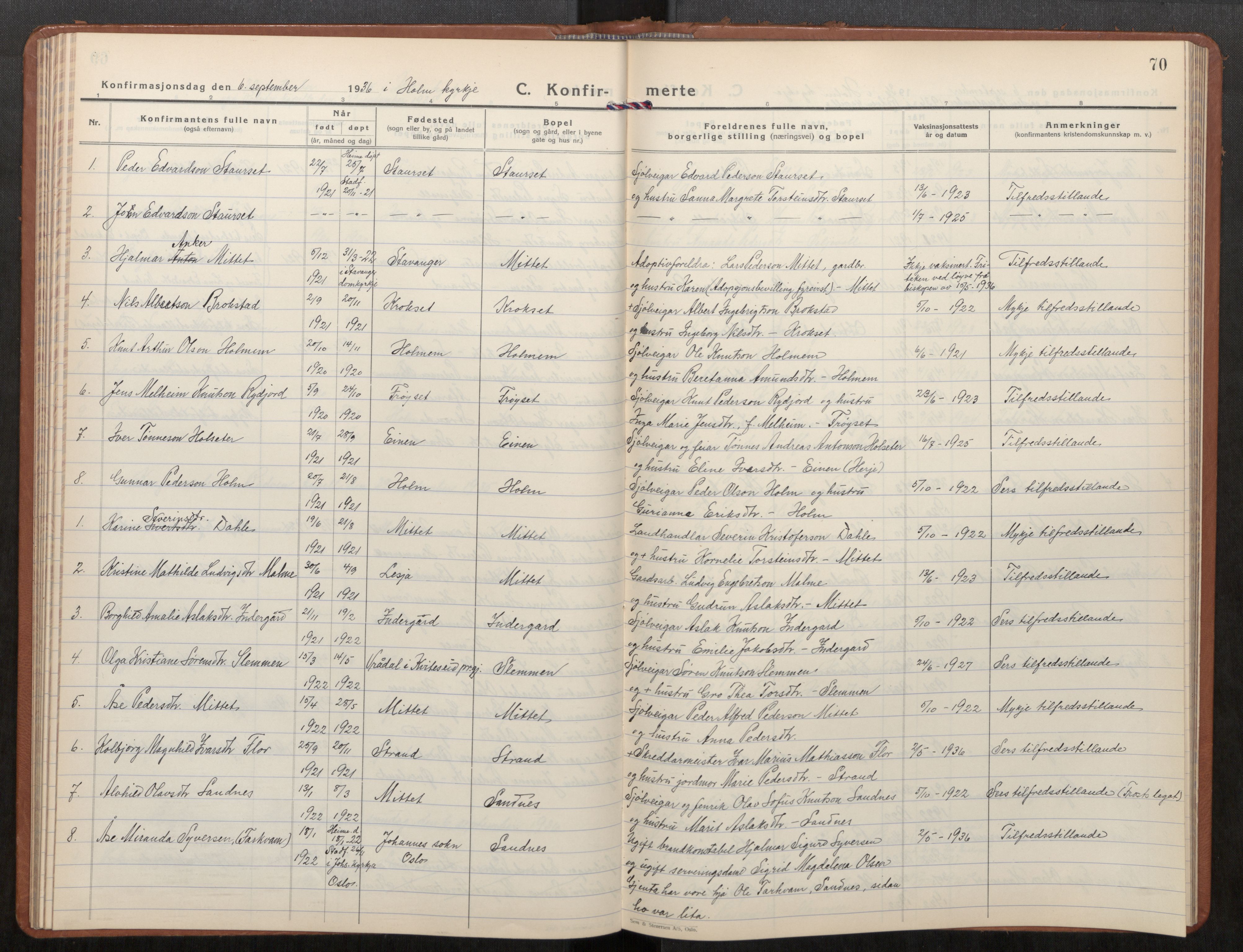 Ministerialprotokoller, klokkerbøker og fødselsregistre - Møre og Romsdal, AV/SAT-A-1454/549/L0616: Klokkerbok nr. 549C02, 1932-1961, s. 70
