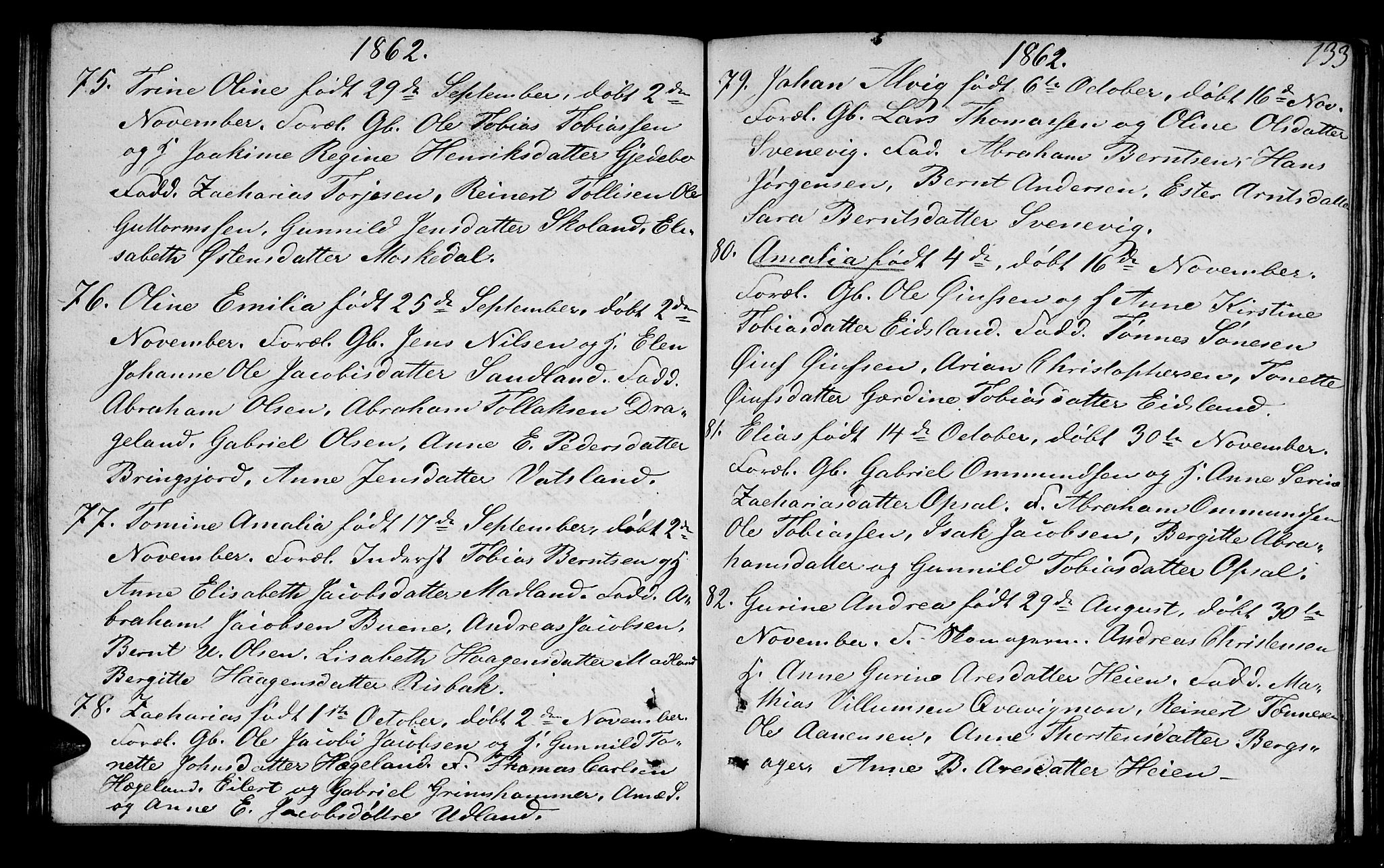Lyngdal sokneprestkontor, AV/SAK-1111-0029/F/Fb/Fbc/L0002: Klokkerbok nr. B 2, 1849-1864, s. 133