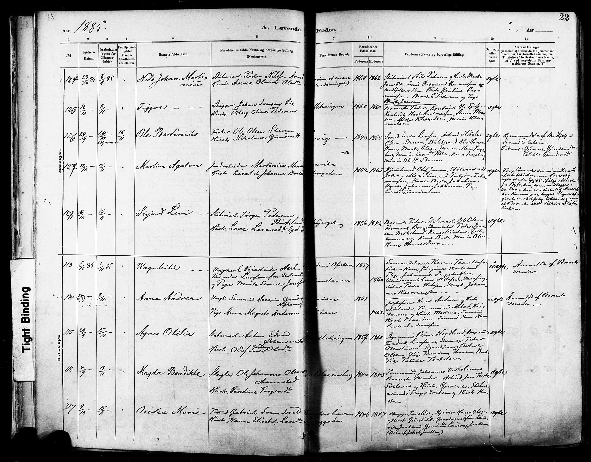 St. Johannes sokneprestkontor, AV/SAST-A-101814/001/30/30BA/L0001: Ministerialbok nr. A 1, 1885-1891, s. 22