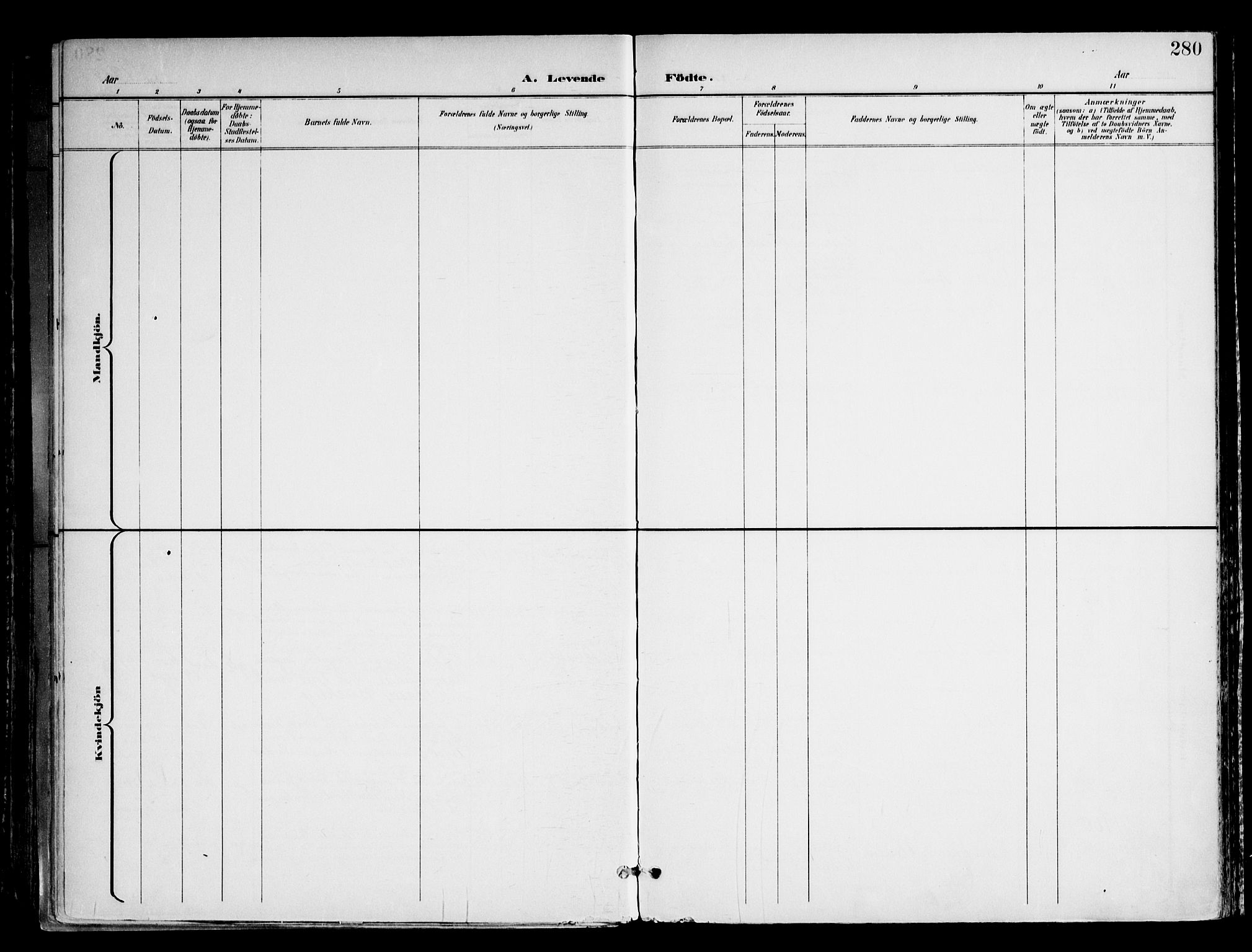 Frogner prestekontor Kirkebøker, SAO/A-10886/F/Fa/L0002: Ministerialbok nr. 2, 1897-1917, s. 280