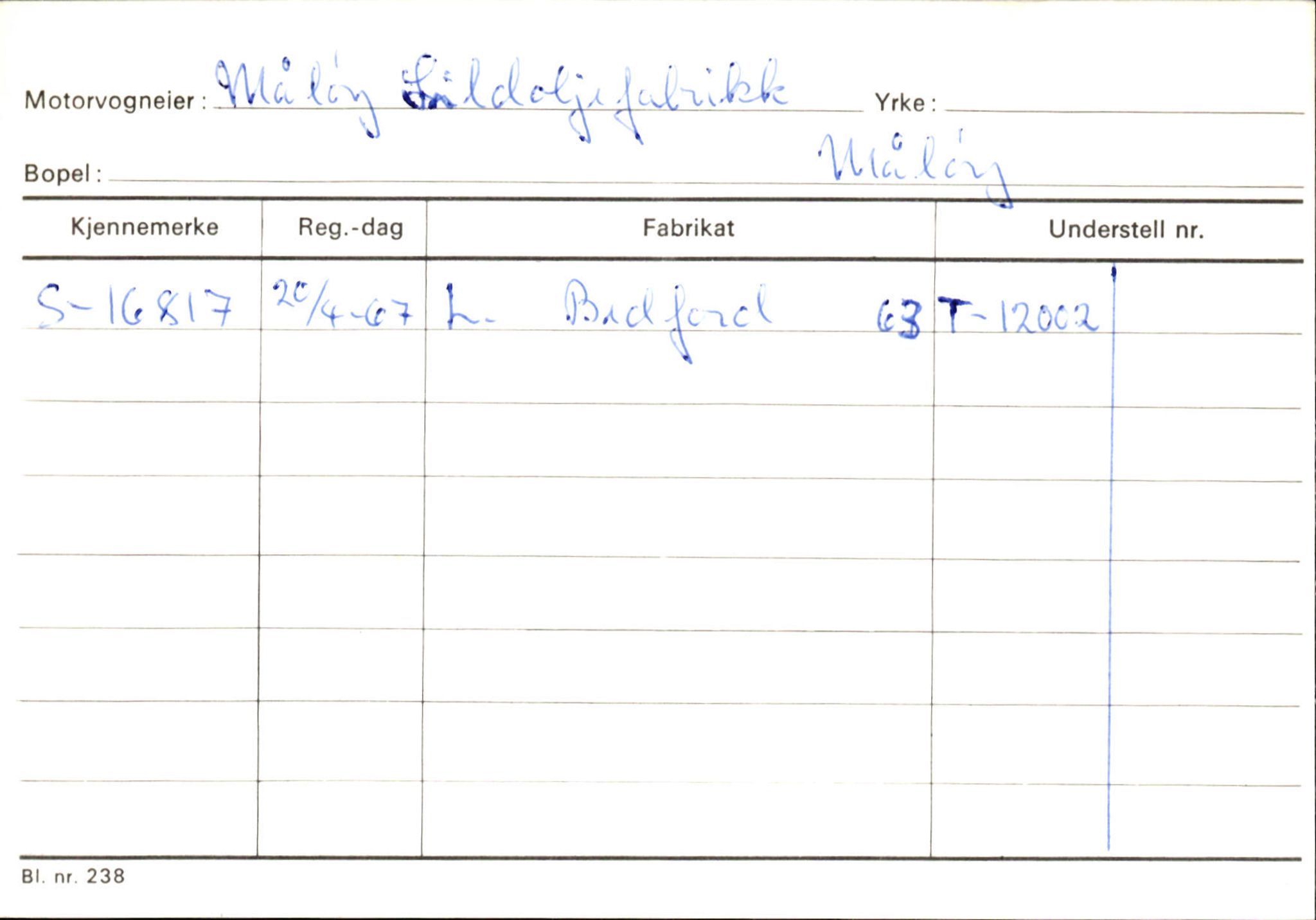 Statens vegvesen, Sogn og Fjordane vegkontor, SAB/A-5301/4/F/L0144: Registerkort Vågsøy A-R, 1945-1975, s. 1988