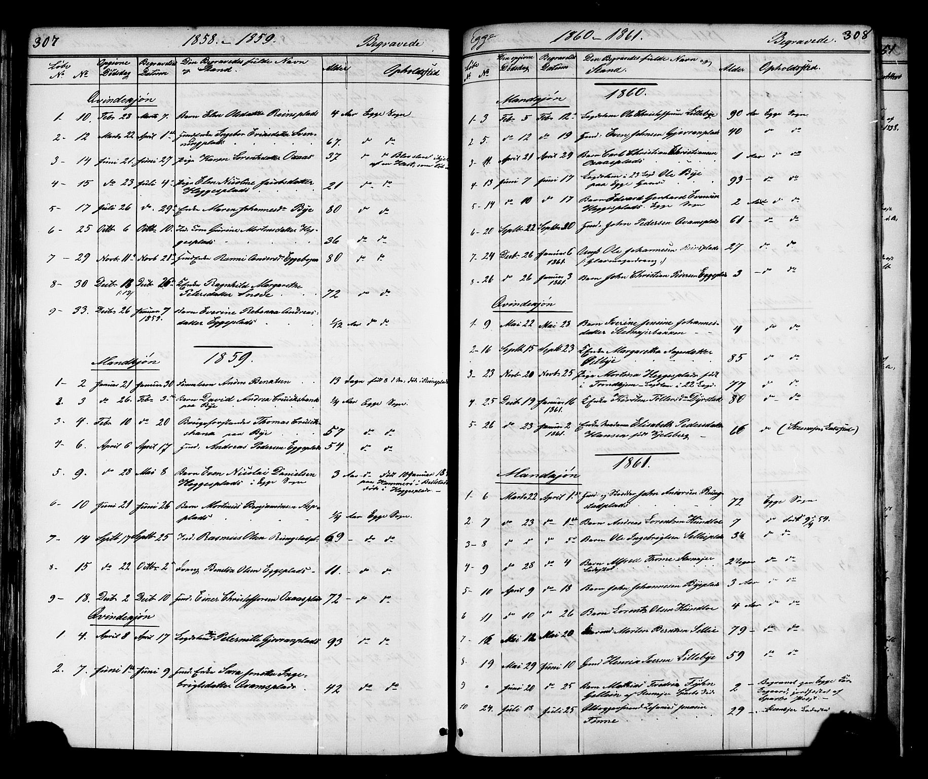 Ministerialprotokoller, klokkerbøker og fødselsregistre - Nord-Trøndelag, AV/SAT-A-1458/739/L0367: Ministerialbok nr. 739A01 /3, 1838-1868, s. 307-308