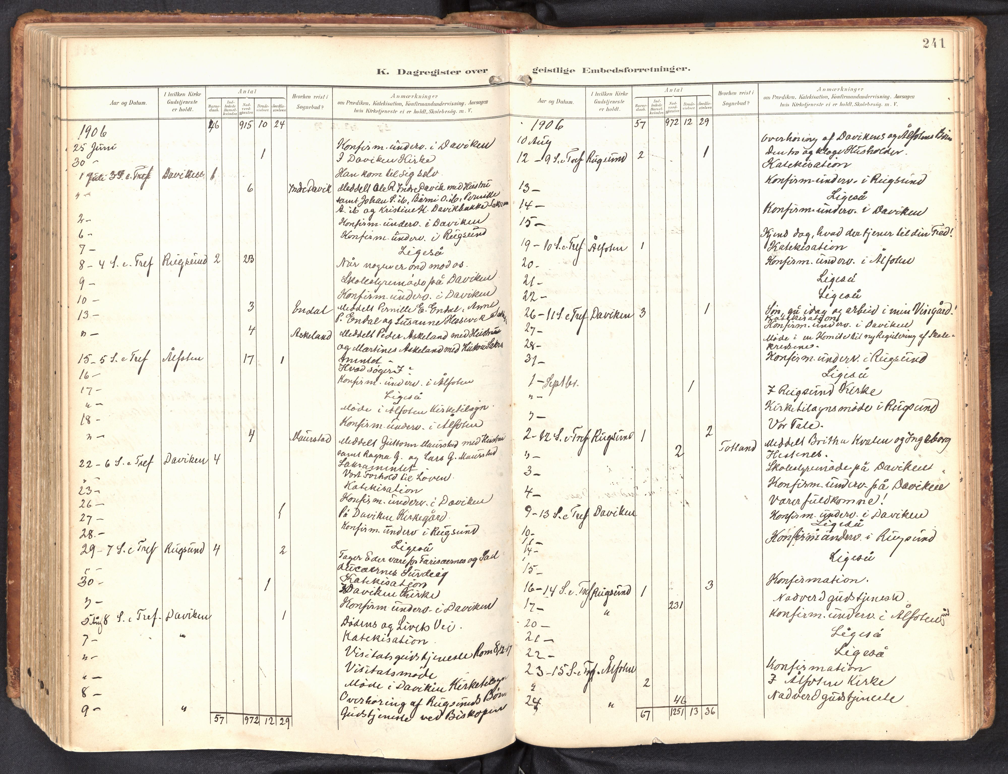 Davik sokneprestembete, AV/SAB-A-79701/H/Haa/Haab/L0002: Ministerialbok nr. B 2, 1901-1934, s. 241